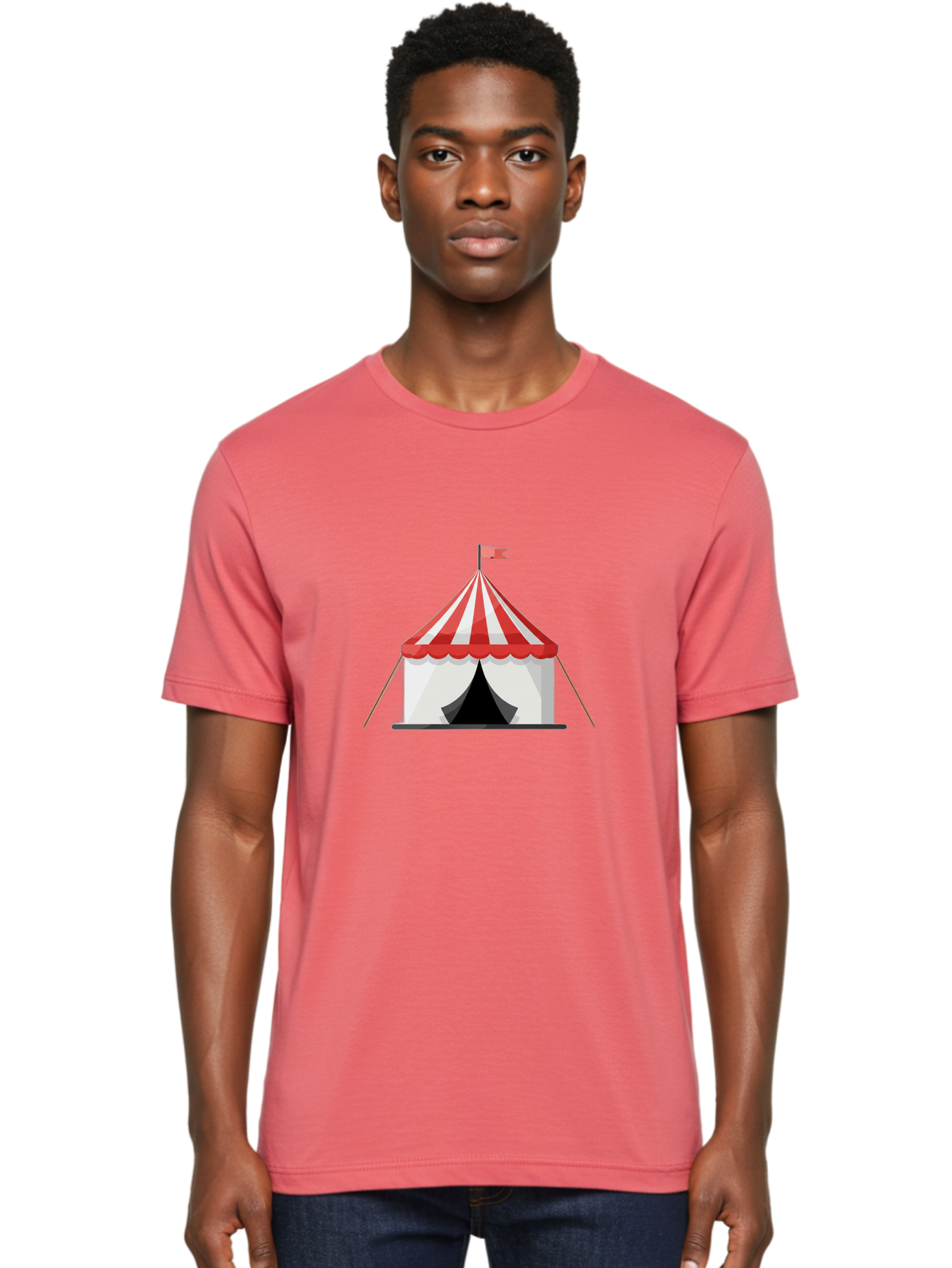 Circus-Tent Men'S Graphic Tee, 100% Cotton, Comfortable Casual Summer Wear, Machine Washable, Red And White Striped Tent, Circus, Carnival, Entertainment, Event, Festival, Fun, Excitement, Adventure, Show Bac855