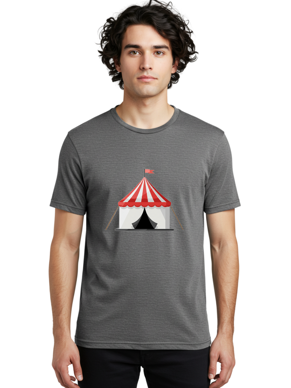 Circus-Tent Men'S Graphic Tee, 100% Cotton, Comfortable Casual Summer Wear, Machine Washable, Red And White Striped Tent, Circus, Carnival, Entertainment, Event, Festival, Fun, Excitement, Adventure, Show Bac855
