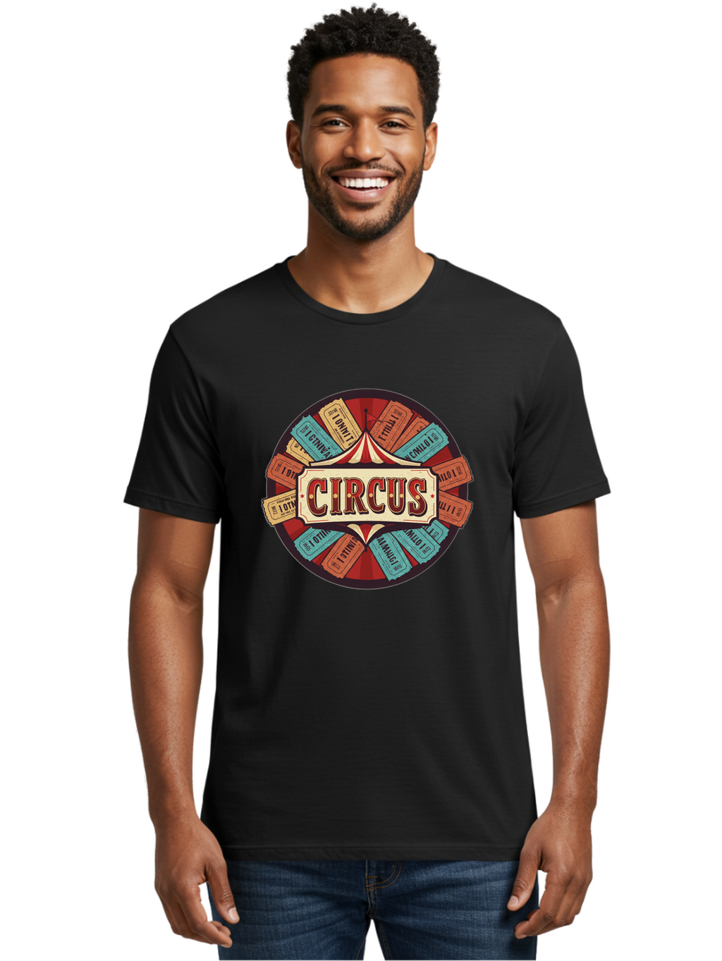 Circus Men'S Graphic Tee, 100% Cotton, Comfortable Casual Summer Wear, Machine Washable, Vintage Circus Tickets, Retro Carnival Theme, Circus Tent, Admission Tickets, Classic Circus Design, Nostalgic Entertainment, Carnival Graphics Bac856