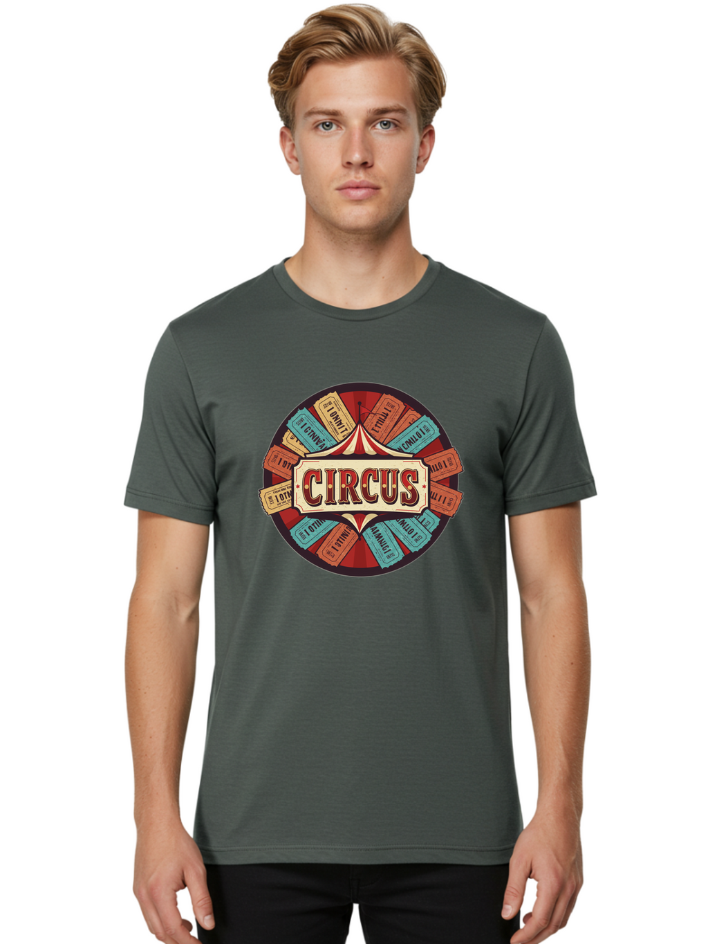 Circus Men'S Graphic Tee, 100% Cotton, Comfortable Casual Summer Wear, Machine Washable, Vintage Circus Tickets, Retro Carnival Theme, Circus Tent, Admission Tickets, Classic Circus Design, Nostalgic Entertainment, Carnival Graphics Bac856