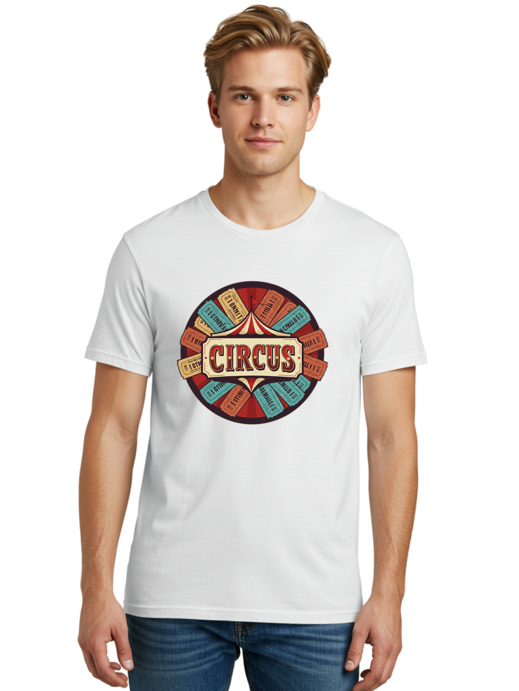 Circus Men'S Graphic Tee, 100% Cotton, Comfortable Casual Summer Wear, Machine Washable, Vintage Circus Tickets, Retro Carnival Theme, Circus Tent, Admission Tickets, Classic Circus Design, Nostalgic Entertainment, Carnival Graphics Bac856