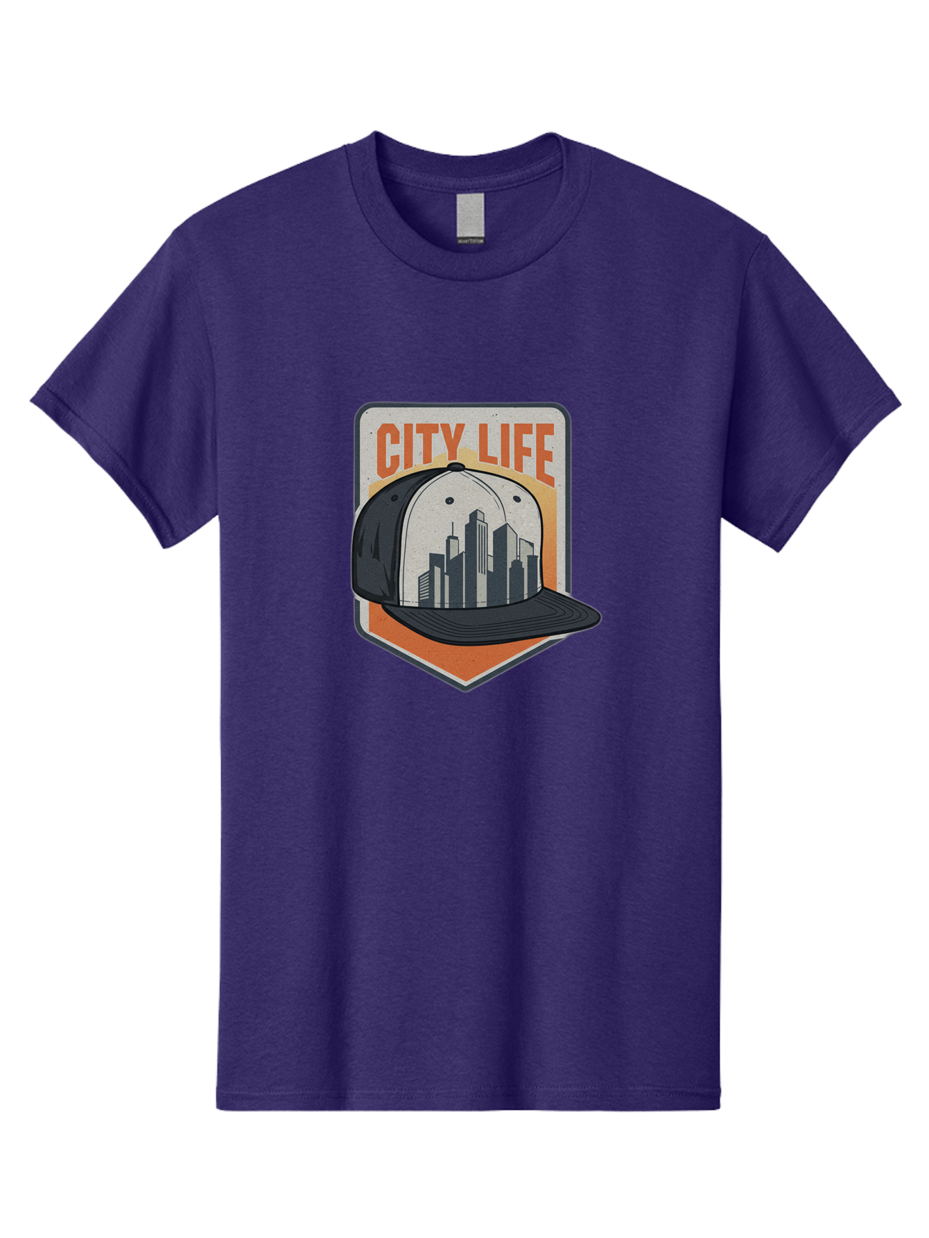 City-Life Men'S Graphic Tee, 100% Cotton, Comfortable Casual Summer Wear, Machine Washable, City Life, Urban Culture, Streetwear Fashion, Baseball Cap, Cityscape Design, Urban Lifestyle, City Vibes, Trendy Apparel Bac857