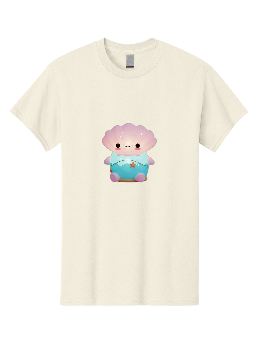 Clamshell-Character Men'S Graphic Tee, 100% Cotton, Comfortable Casual Summer Wear, Machine Washable, Soft Pink Jellyfish, Night Light, Soothing Ambiance, Underwater Decor, Ocean-Inspired Design, Peaceful Lighting, Cozy Bedroom, Bac859