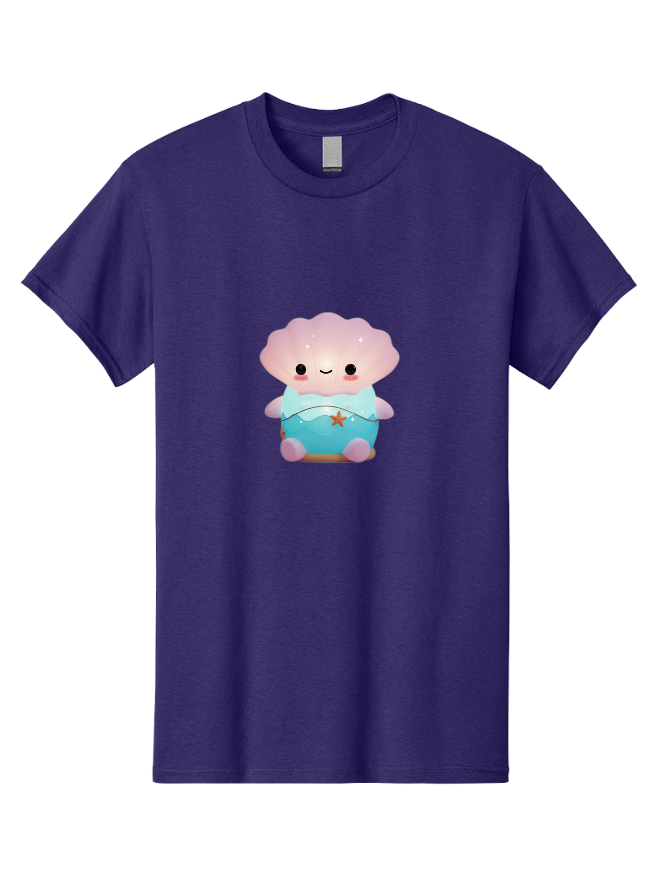 Clamshell-Character Men'S Graphic Tee, 100% Cotton, Comfortable Casual Summer Wear, Machine Washable, Soft Pink Jellyfish, Night Light, Soothing Ambiance, Underwater Decor, Ocean-Inspired Design, Peaceful Lighting, Cozy Bedroom, Bac859