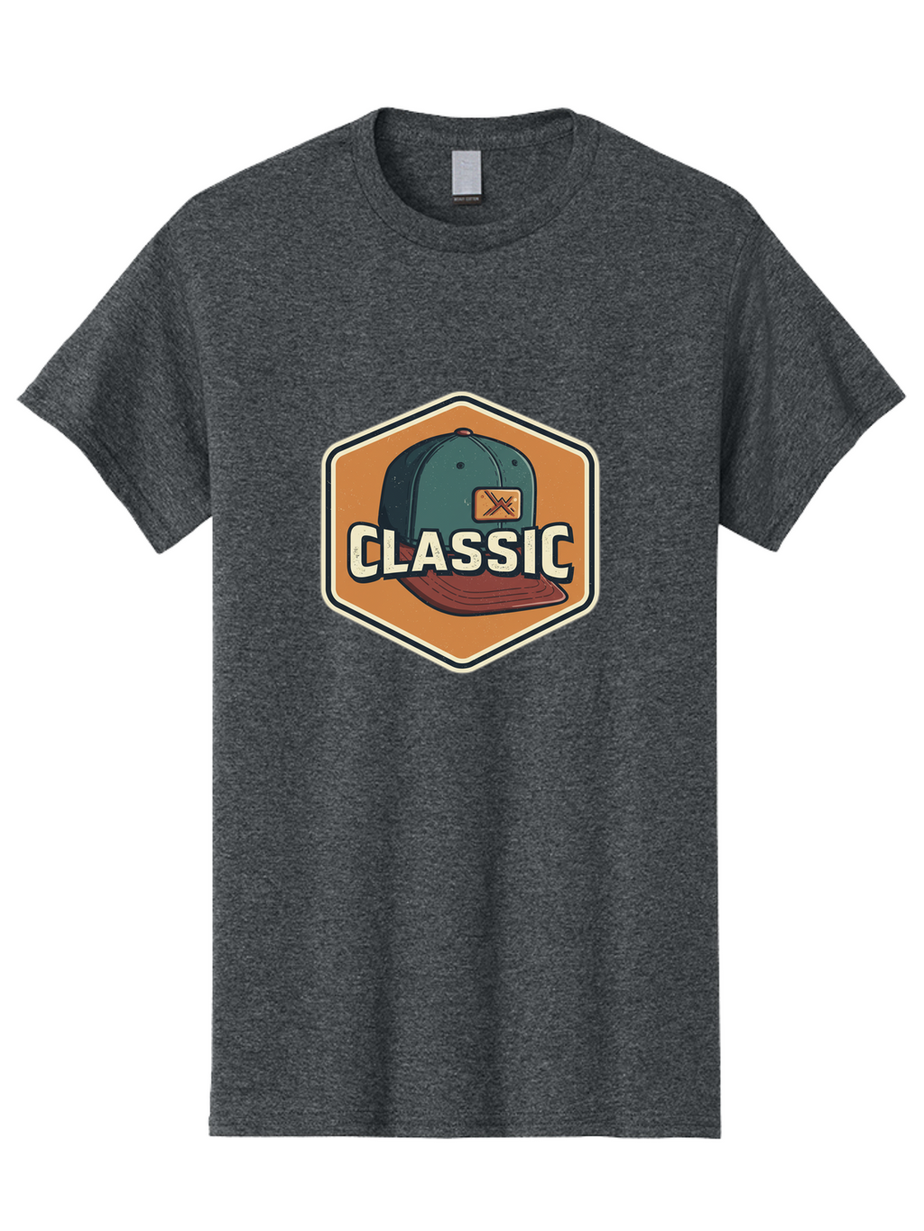 Classic Men'S Graphic Tee, 100% Cotton, Comfortable Casual Summer Wear, Machine Washable, Baseball Cap, Classic Style, Vintage Fashion, Retro Clothing, Casual Wear, Hat Logo, Apparel Branding, Nostalgic Design Bac860