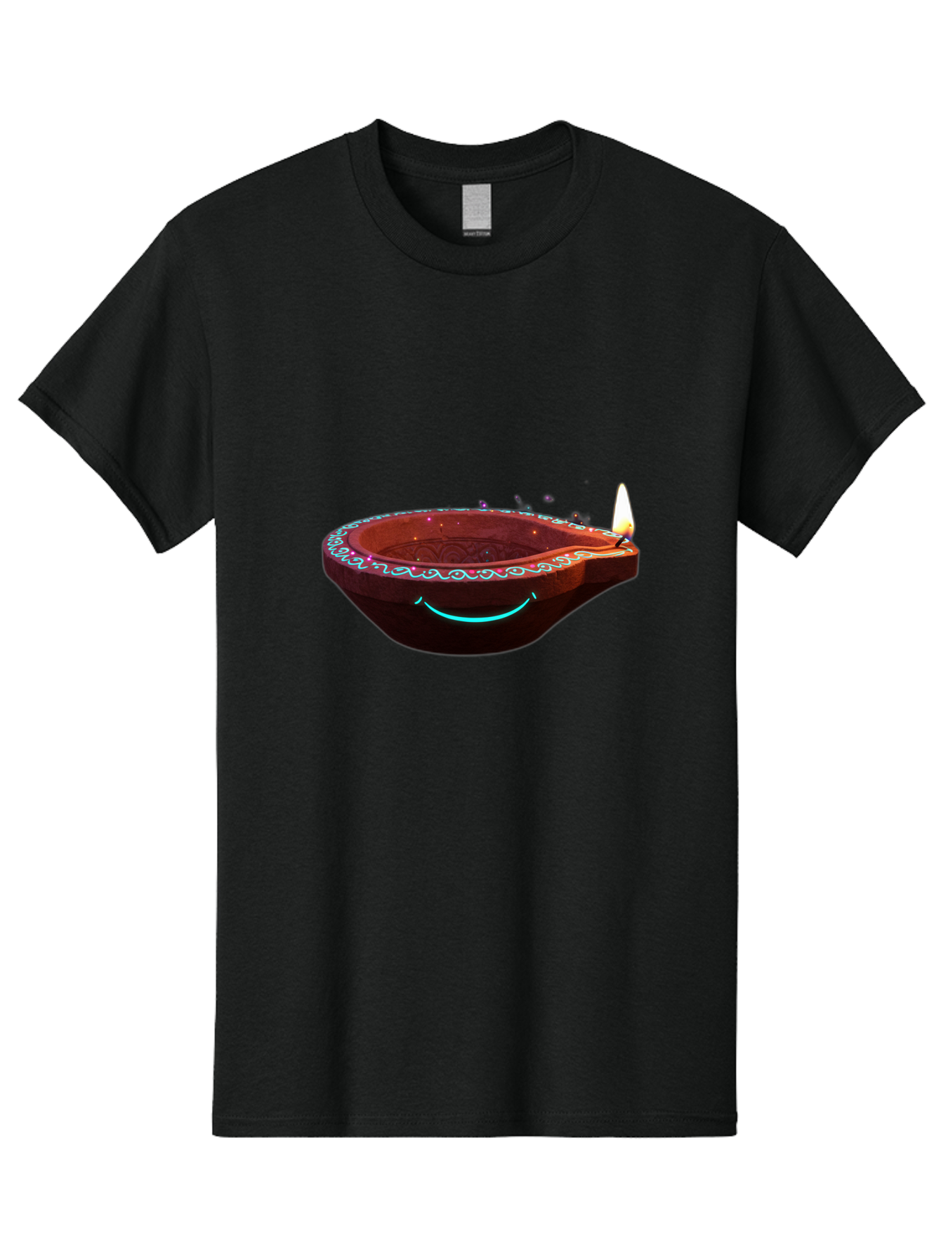 Clay-Lamp-With-Candle Men'S Graphic Tee, 100% Cotton, Comfortable Casual Summer Wear, Machine Washable, Diwali Lamp, Clay Diya, Lit Candle, Festive Decoration, Traditional Diwali, Diwali Celebration, Happy Diwali, Glowing Diya, Indian Culture Bac861