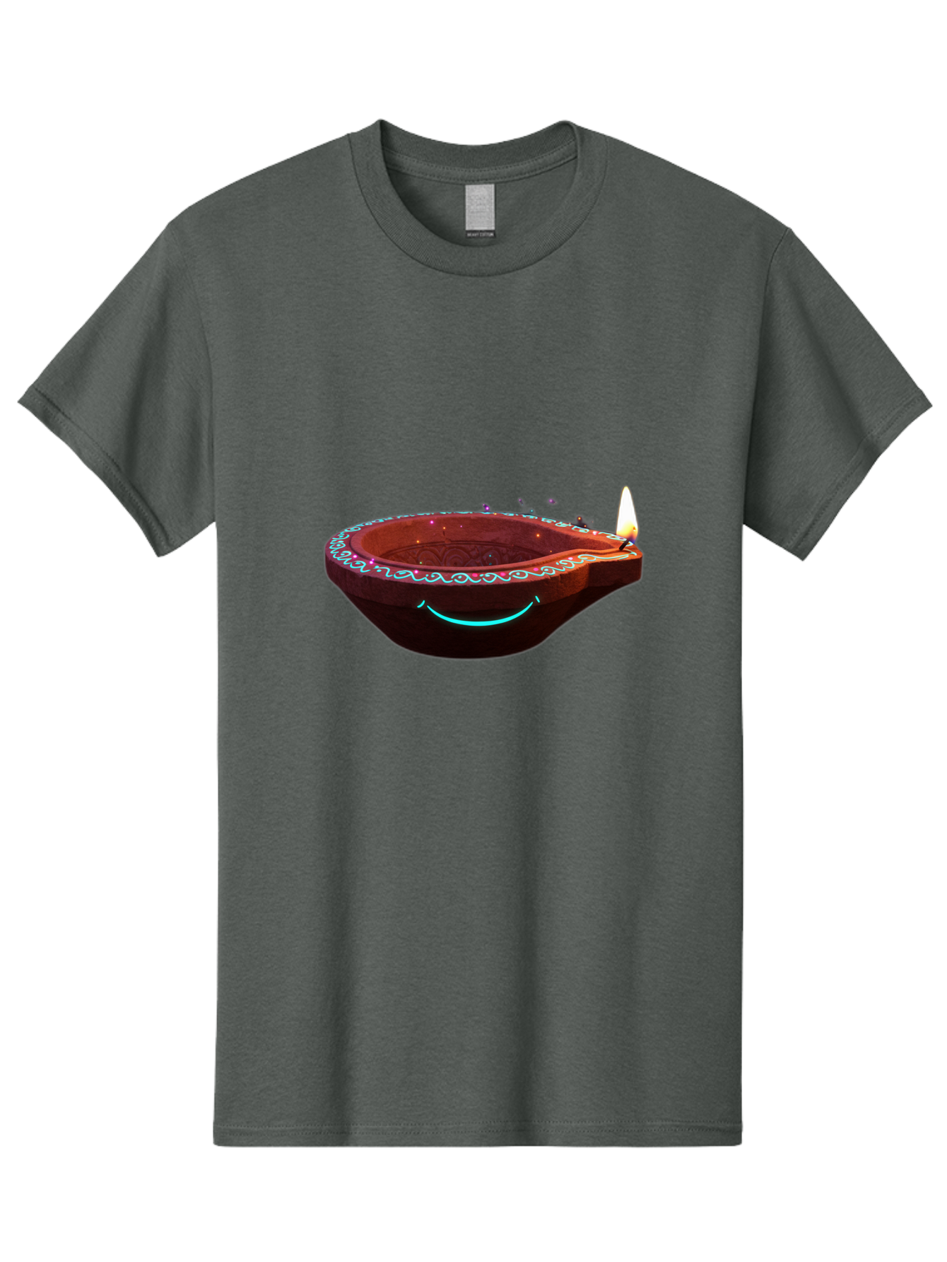 Clay-Lamp-With-Candle Men'S Graphic Tee, 100% Cotton, Comfortable Casual Summer Wear, Machine Washable, Diwali Lamp, Clay Diya, Lit Candle, Festive Decoration, Traditional Diwali, Diwali Celebration, Happy Diwali, Glowing Diya, Indian Culture Bac861
