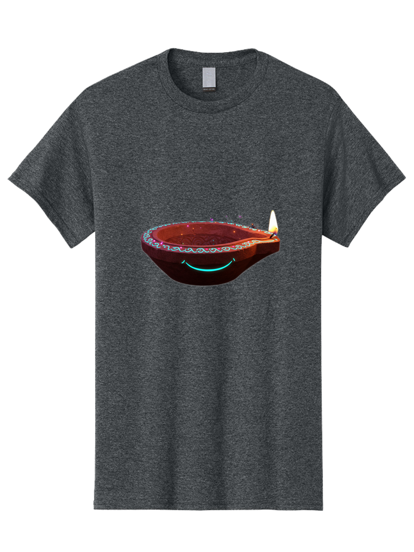 Clay-Lamp-With-Candle Men'S Graphic Tee, 100% Cotton, Comfortable Casual Summer Wear, Machine Washable, Diwali Lamp, Clay Diya, Lit Candle, Festive Decoration, Traditional Diwali, Diwali Celebration, Happy Diwali, Glowing Diya, Indian Culture Bac861