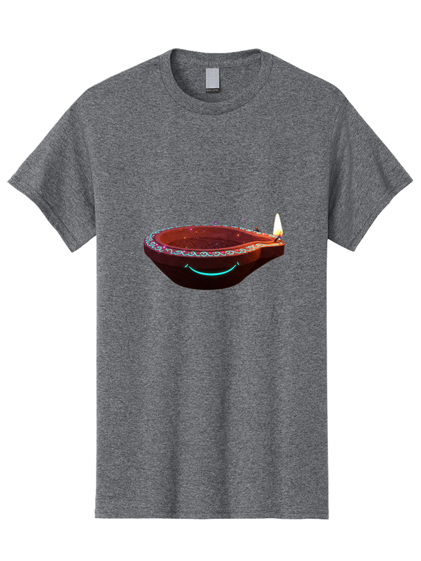 Clay-Lamp-With-Candle Men'S Graphic Tee, 100% Cotton, Comfortable Casual Summer Wear, Machine Washable, Diwali Lamp, Clay Diya, Lit Candle, Festive Decoration, Traditional Diwali, Diwali Celebration, Happy Diwali, Glowing Diya, Indian Culture Bac861