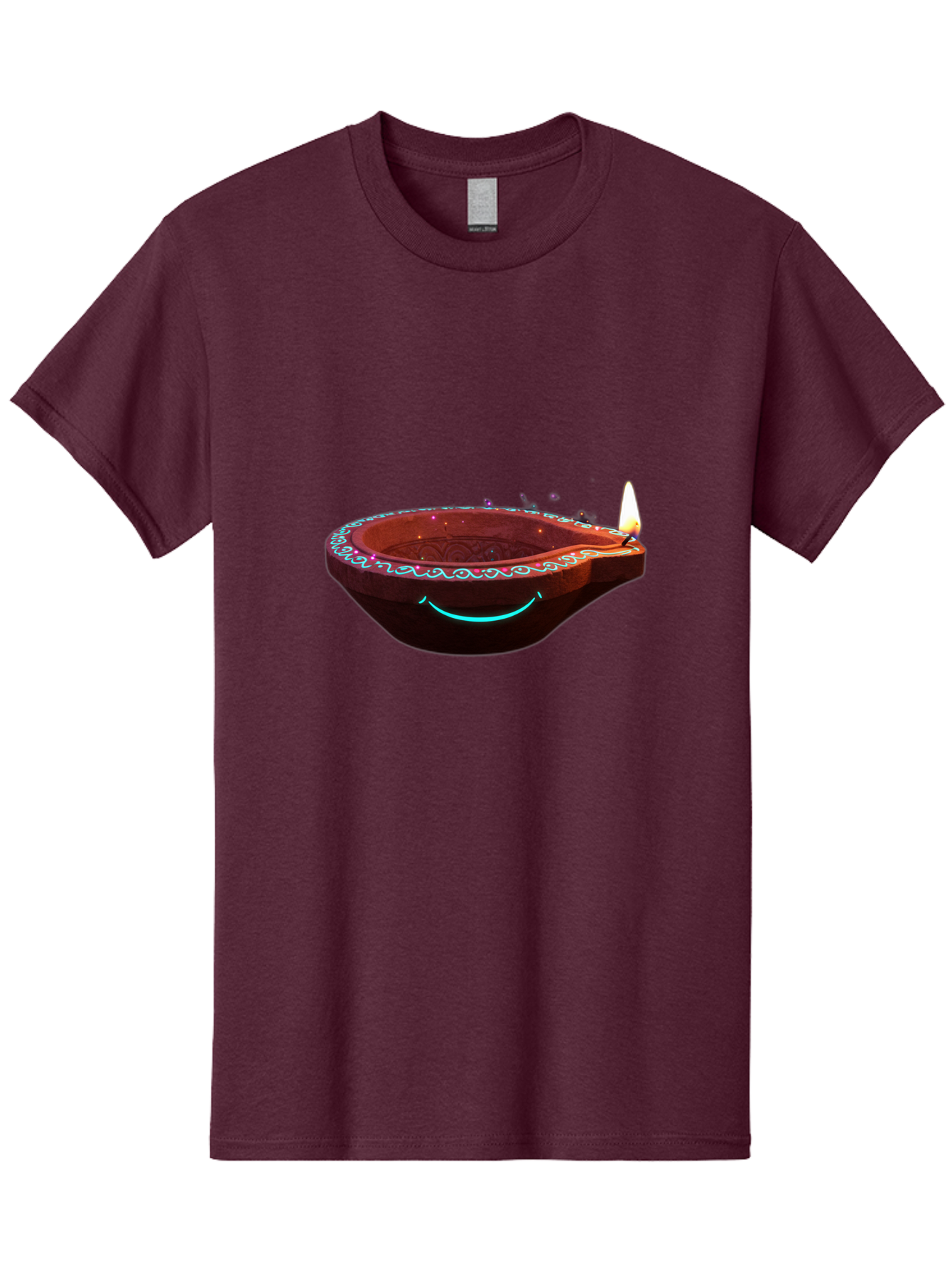 Clay-Lamp-With-Candle Men'S Graphic Tee, 100% Cotton, Comfortable Casual Summer Wear, Machine Washable, Diwali Lamp, Clay Diya, Lit Candle, Festive Decoration, Traditional Diwali, Diwali Celebration, Happy Diwali, Glowing Diya, Indian Culture Bac861