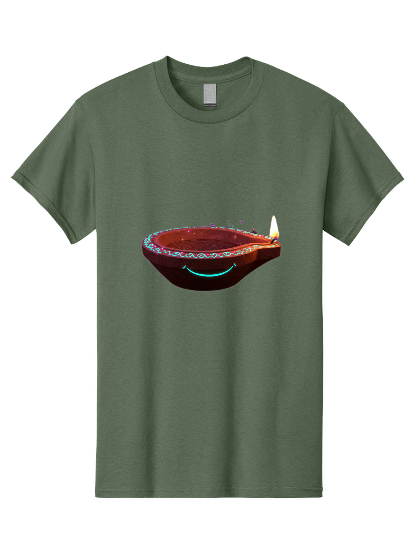 Clay-Lamp-With-Candle Men'S Graphic Tee, 100% Cotton, Comfortable Casual Summer Wear, Machine Washable, Diwali Lamp, Clay Diya, Lit Candle, Festive Decoration, Traditional Diwali, Diwali Celebration, Happy Diwali, Glowing Diya, Indian Culture Bac861