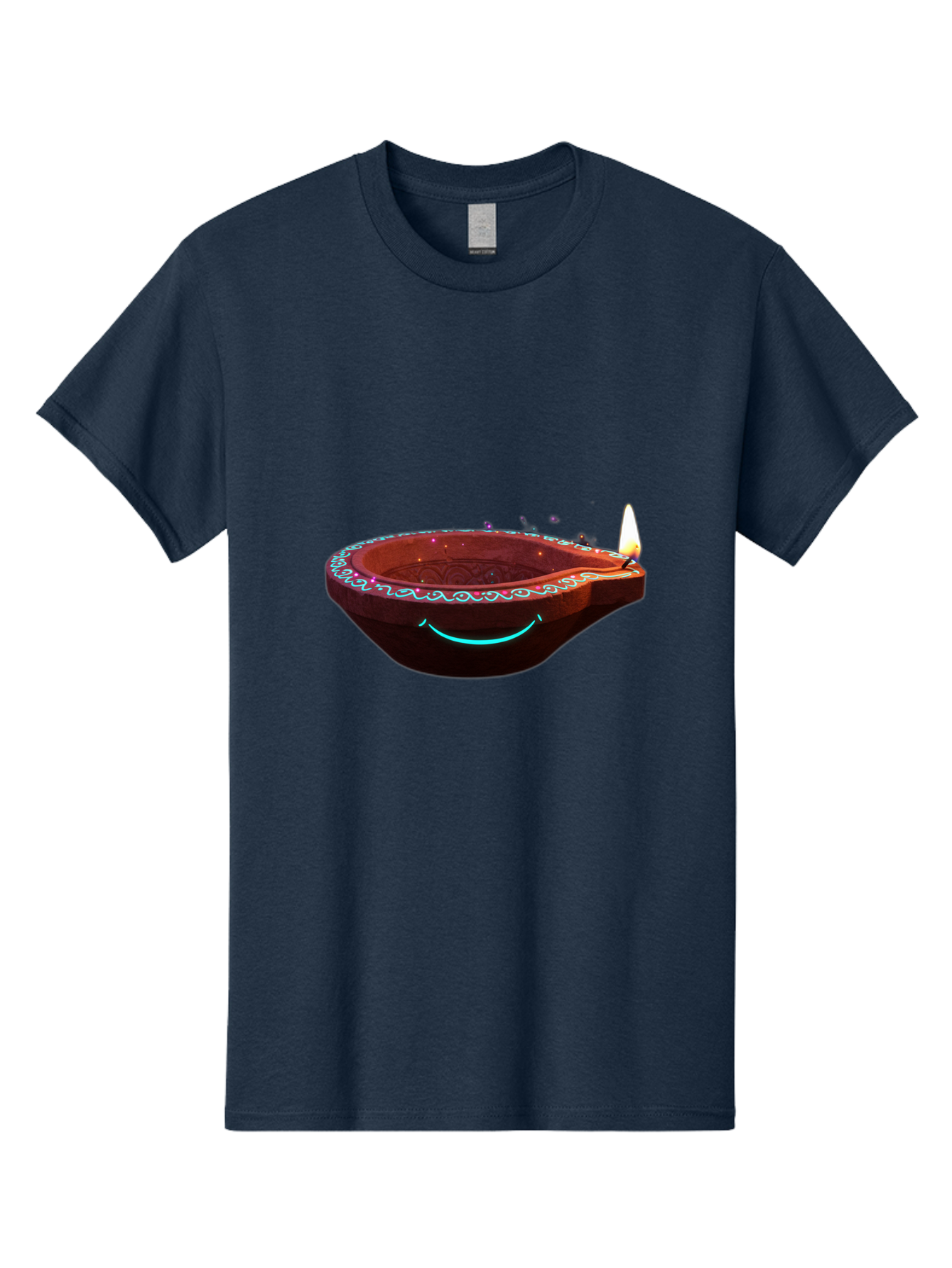 Clay-Lamp-With-Candle Men'S Graphic Tee, 100% Cotton, Comfortable Casual Summer Wear, Machine Washable, Diwali Lamp, Clay Diya, Lit Candle, Festive Decoration, Traditional Diwali, Diwali Celebration, Happy Diwali, Glowing Diya, Indian Culture Bac861