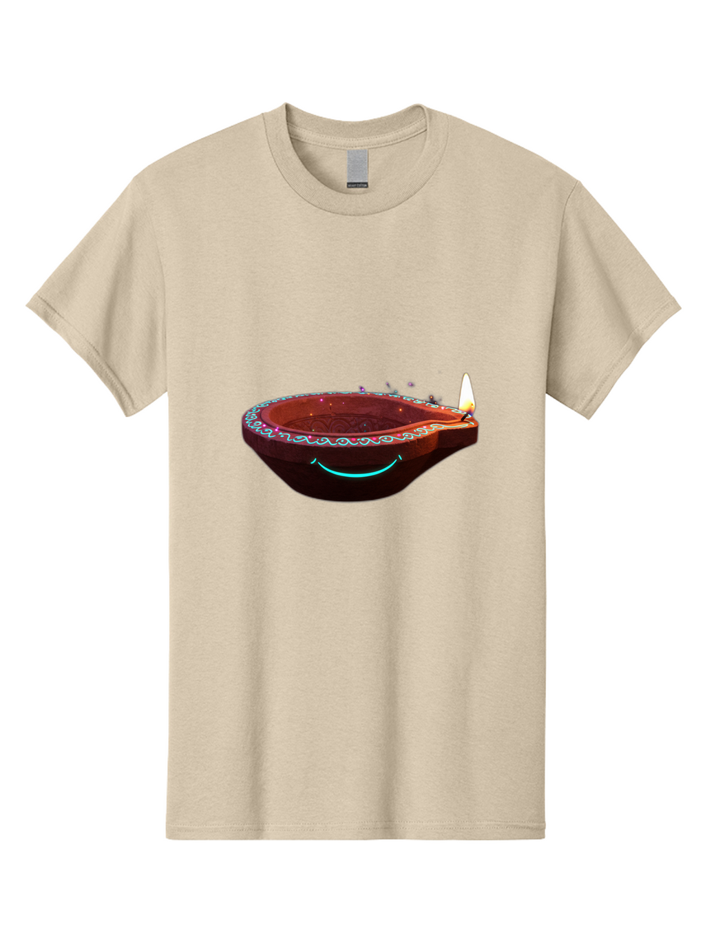 Clay-Lamp-With-Candle Men'S Graphic Tee, 100% Cotton, Comfortable Casual Summer Wear, Machine Washable, Diwali Lamp, Clay Diya, Lit Candle, Festive Decoration, Traditional Diwali, Diwali Celebration, Happy Diwali, Glowing Diya, Indian Culture Bac861