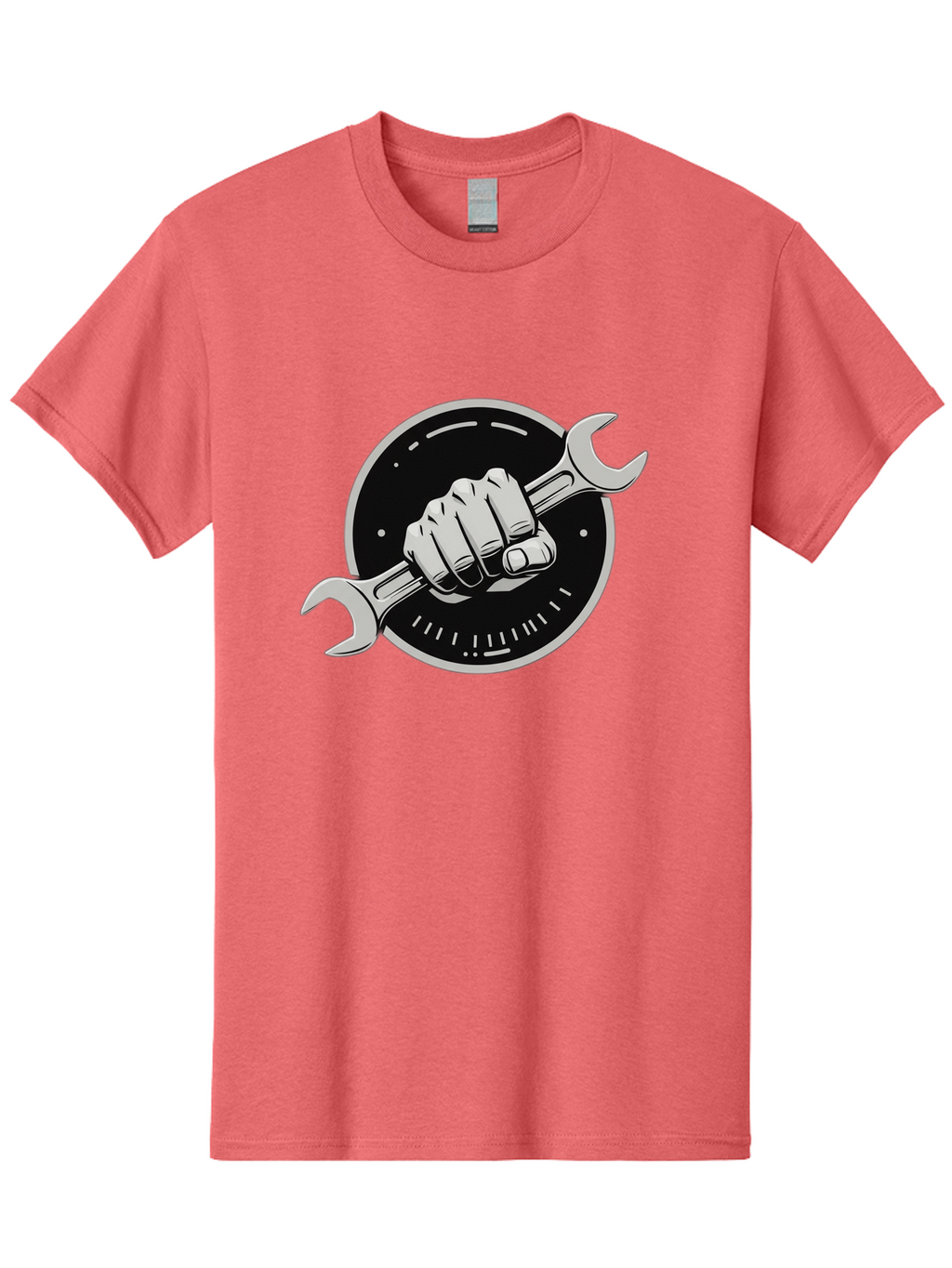 Clenched-Fist-Wrench Men'S Graphic Tee, 100% Cotton, Comfortable Casual Summer Wear, Machine Washable, Hand Holding Wrench, Fist With Spanner, Mechanic Symbol, Repair Logo, Diy Emblem, Tool Icon, Maintenance Graphics, Handyman Sign Bac862