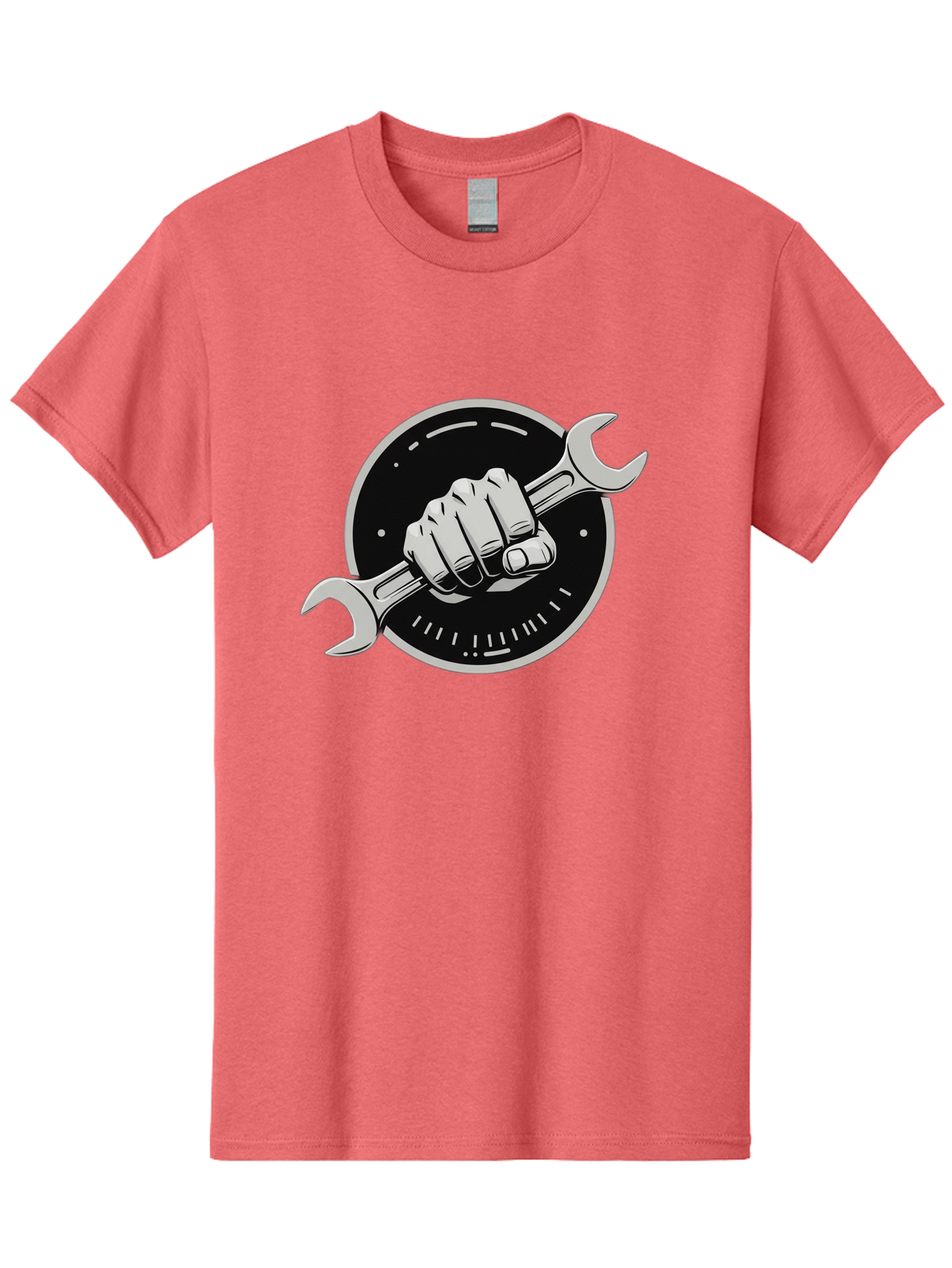 Clenched-Fist-Wrench Men'S Graphic Tee, 100% Cotton, Comfortable Casual Summer Wear, Machine Washable, Hand Holding Wrench, Fist With Spanner, Mechanic Symbol, Repair Logo, Diy Emblem, Tool Icon, Maintenance Graphics, Handyman Sign Bac862