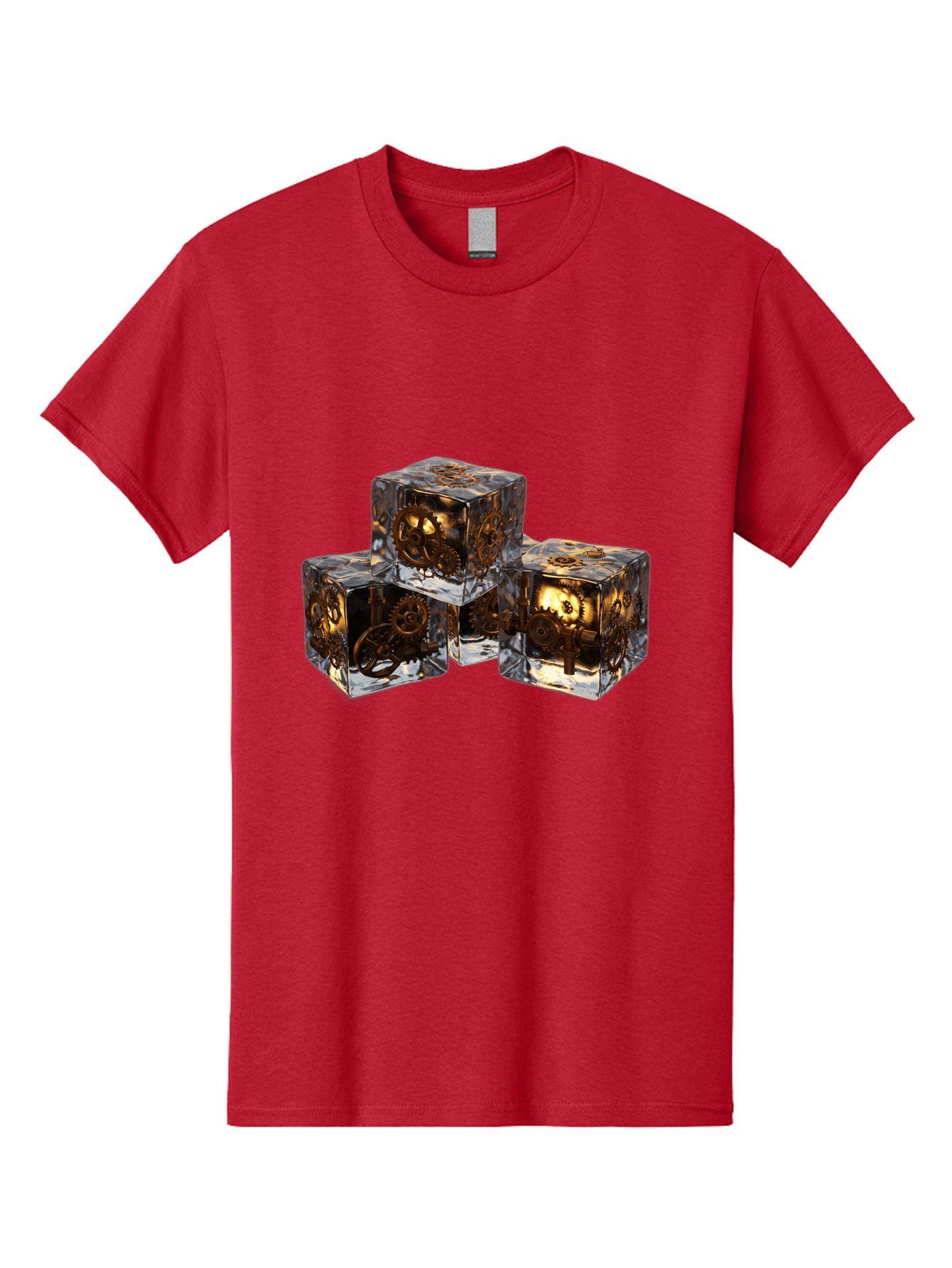 Clockwork-Dice Men'S Graphic Tee, 100% Cotton, Comfortable Casual Summer Wear, Machine Washable, Transparent Dice, Mechanical Gears, Clockwork Mechanisms, Intricate Details, Golden Accents, Modern Gaming Accessories, Tabletop Gaming, Rpg Dice Bac865