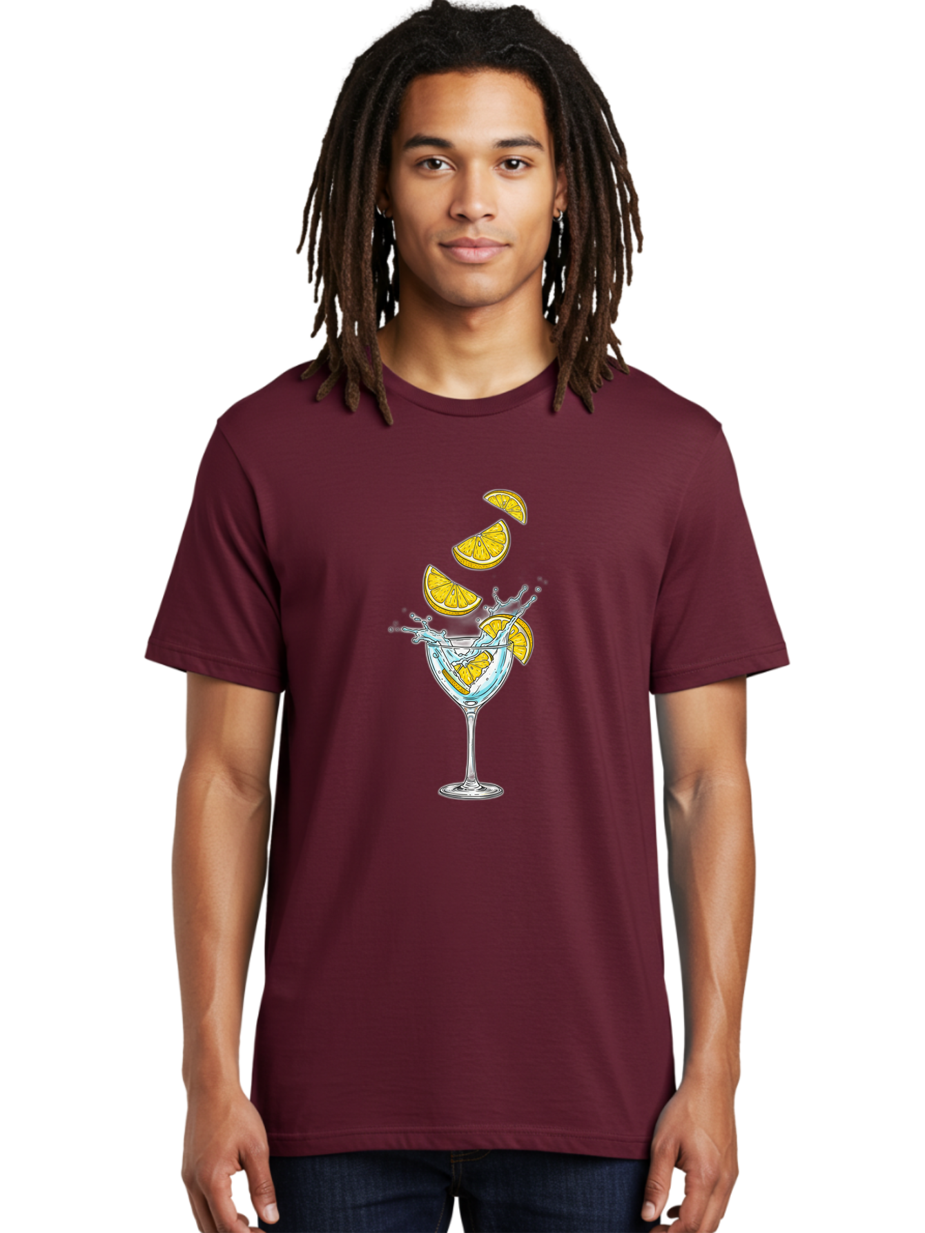 Cocktail-Glass-4 Men'S Graphic Tee, 100% Cotton, Comfortable Casual Summer Wear, Machine Washable, Cocktail, Refreshing Drink, Citrus, Orange Slices, Glass, Splashing, Citrus Juice, Summer Drink, Cocktail Glass Bac870