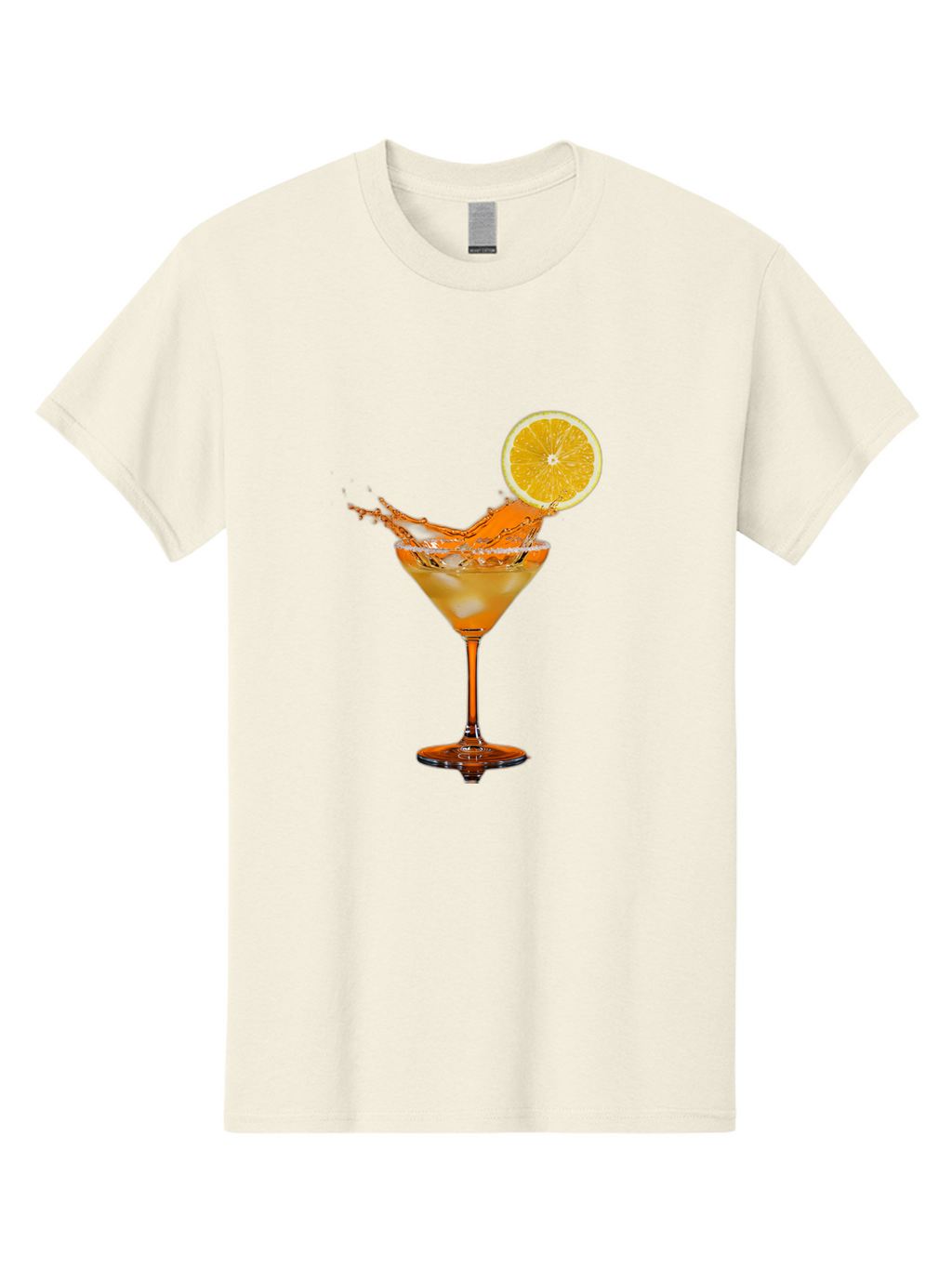 Cocktail-Splash Men'S Graphic Tee, 100% Cotton, Comfortable Casual Summer Wear, Machine Washable, Martini Glass, Orange Cocktail, Splash Effect, Citrus Twist, Refreshing Drink, Elegant Glassware, Stylish Beverage, Orange Slice Garnish, Bac876