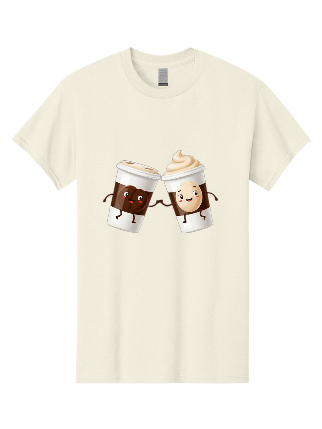 Coffee-Cups Men'S Graphic Tee, 100% Cotton, Comfortable Casual Summer Wear, Machine Washable, Cartoon Coffee Cups, Coffee Characters, Happy Faces, Anthropomorphic Cups, Playful Illustration, Hot Beverages, Cartoon Style, Cup Designs, Bac879