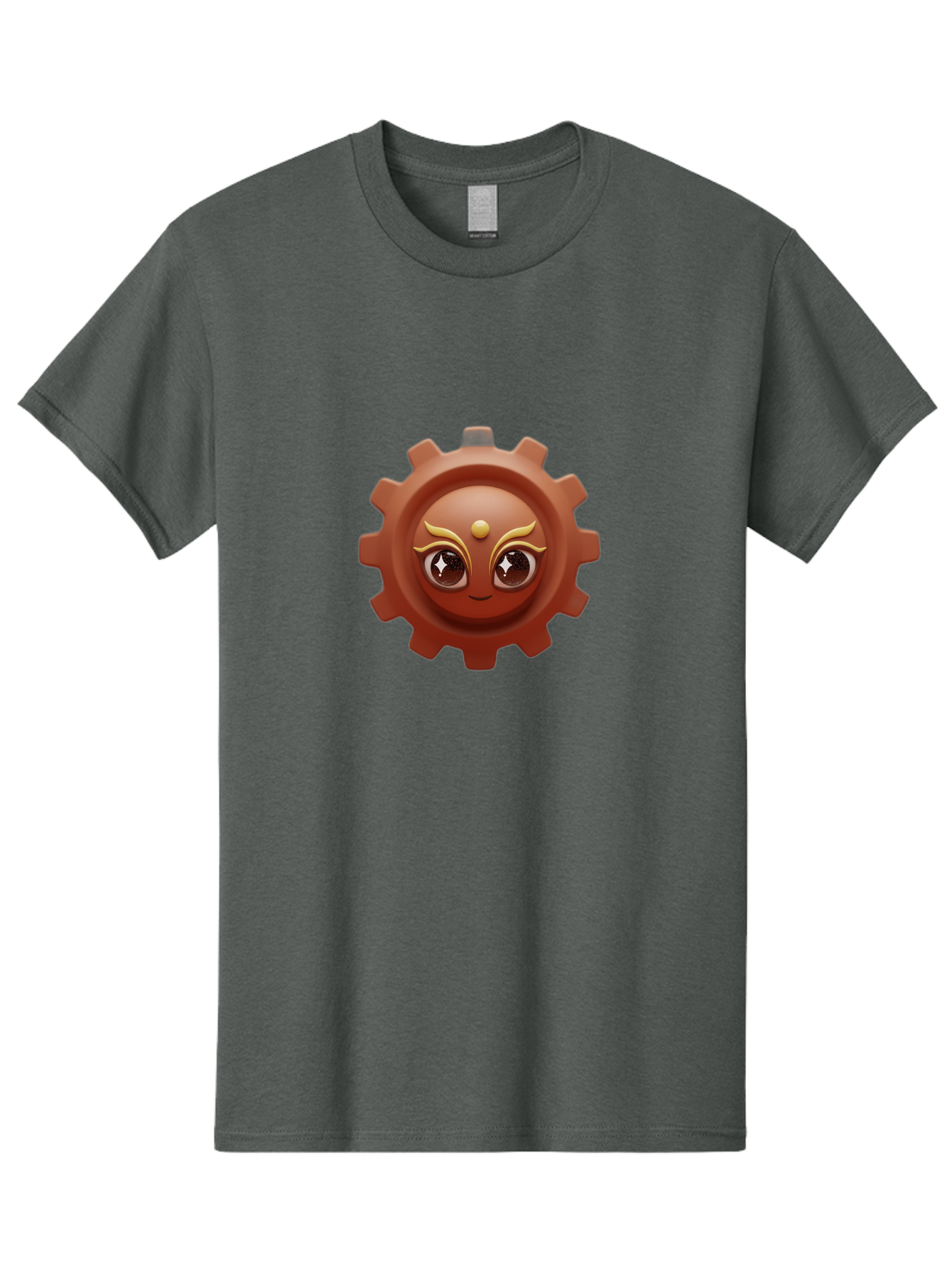 Cog-Emoji-1 Men'S Graphic Tee, 100% Cotton, Comfortable Casual Summer Wear, Machine Washable, Cartoon Cog, Gear Emoji, Mechanical Face, 3D Illustration, Animated Machinery, Robotic Character, Smiling Cog, Tech-Inspired Art, Machinery Parts, Bac881