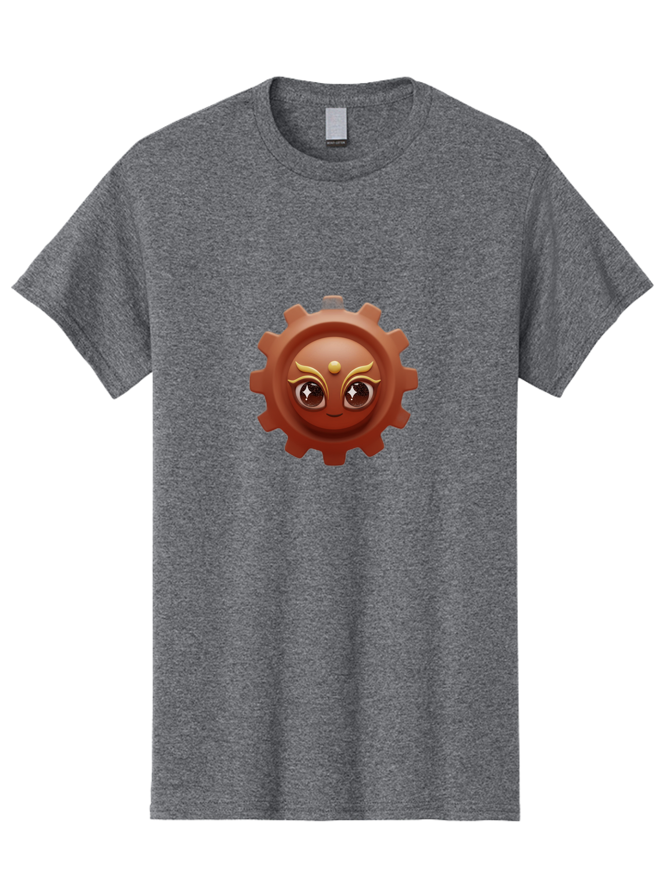 Cog-Emoji-1 Men'S Graphic Tee, 100% Cotton, Comfortable Casual Summer Wear, Machine Washable, Cartoon Cog, Gear Emoji, Mechanical Face, 3D Illustration, Animated Machinery, Robotic Character, Smiling Cog, Tech-Inspired Art, Machinery Parts, Bac881
