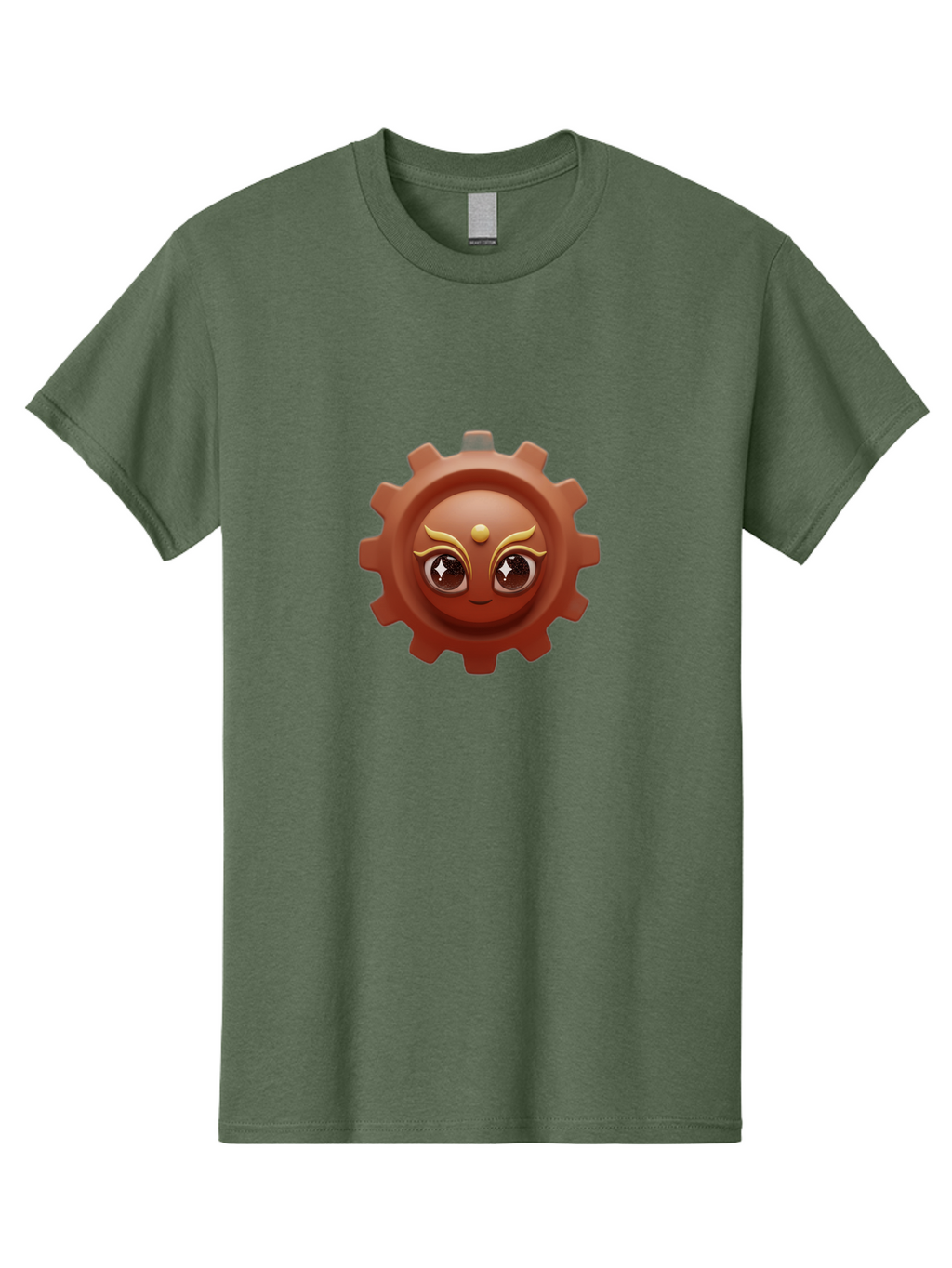 Cog-Emoji-1 Men'S Graphic Tee, 100% Cotton, Comfortable Casual Summer Wear, Machine Washable, Cartoon Cog, Gear Emoji, Mechanical Face, 3D Illustration, Animated Machinery, Robotic Character, Smiling Cog, Tech-Inspired Art, Machinery Parts, Bac881