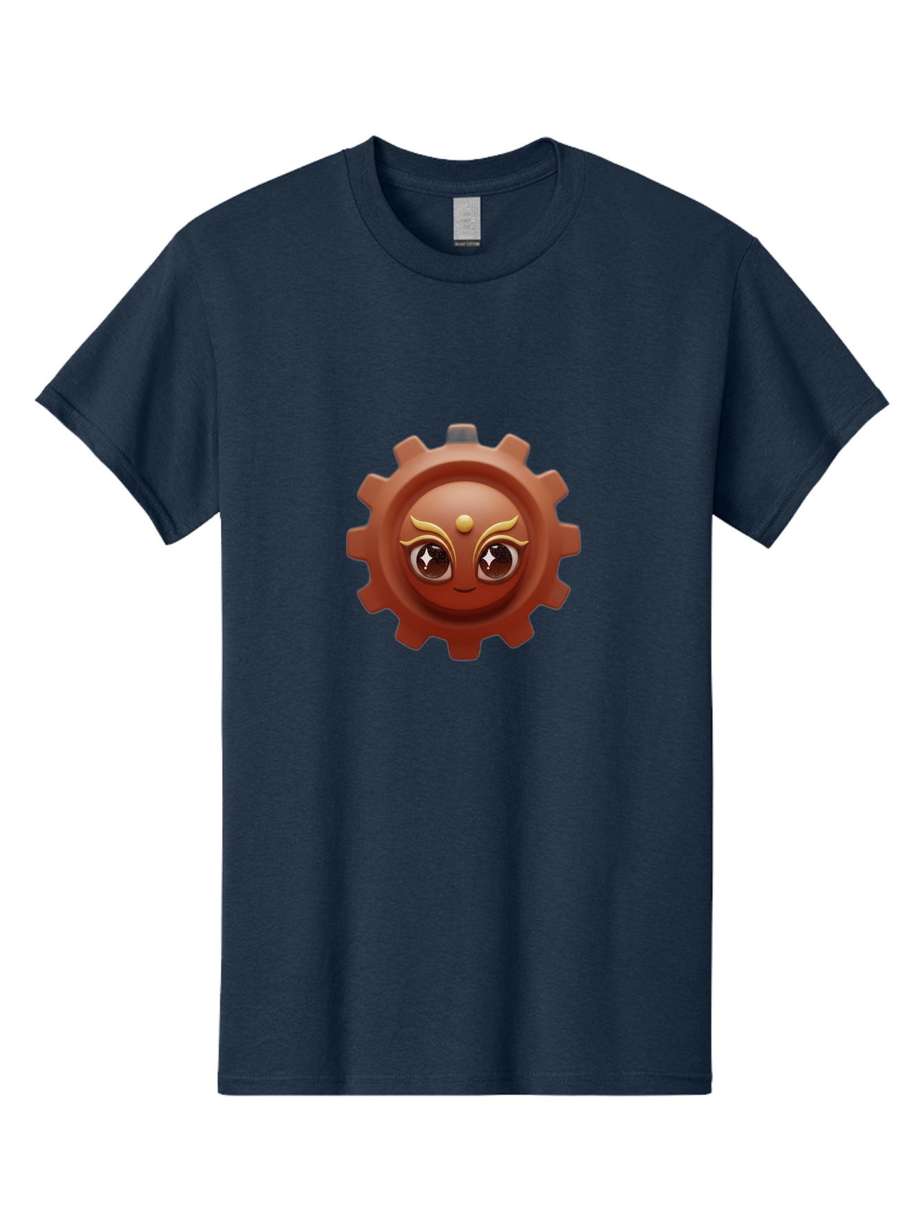 Cog-Emoji-1 Men'S Graphic Tee, 100% Cotton, Comfortable Casual Summer Wear, Machine Washable, Cartoon Cog, Gear Emoji, Mechanical Face, 3D Illustration, Animated Machinery, Robotic Character, Smiling Cog, Tech-Inspired Art, Machinery Parts, Bac881