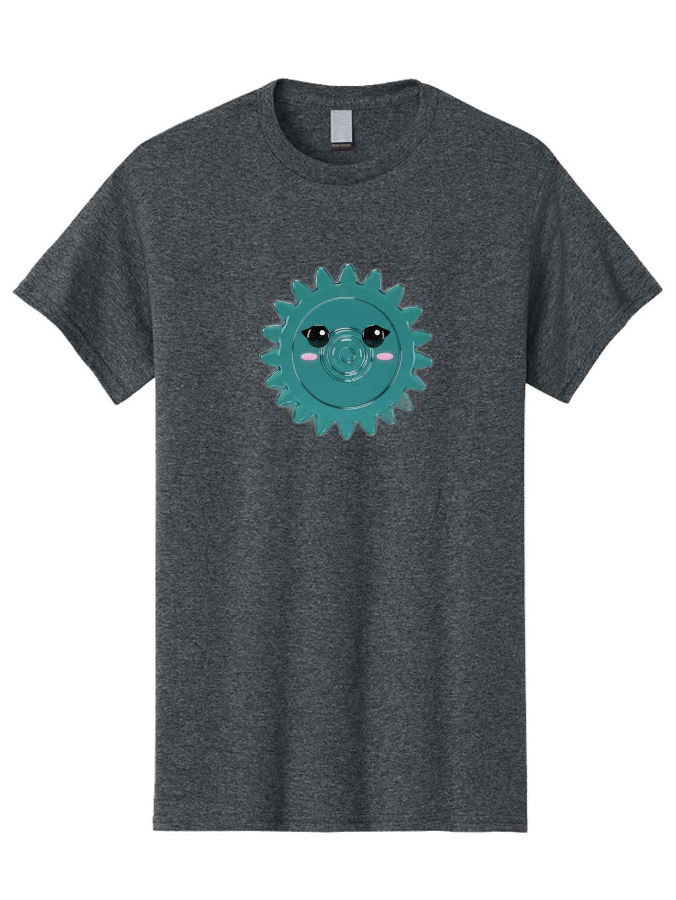 Cog-With-Eyes Men'S Graphic Tee, 100% Cotton, Comfortable Casual Summer Wear, Machine Washable, Cartoon Cog, Mechanical Face, Cute Illustration, Digital Art, Spiky Gear, Playful Design, Tech-Inspired, Fun Character, Machinery Personified, Bac883