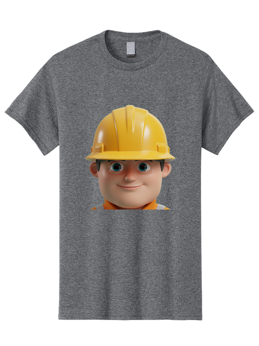 Construction-Worker-2 Men'S Graphic Tee, 100% Cotton, Comfortable Casual Summer Wear, Machine Washable, Cartoon Builder, Construction Worker, Yellow Hard Hat, Safety Helmet, Construction Site, Building Industry, Worker Safety, Bac893