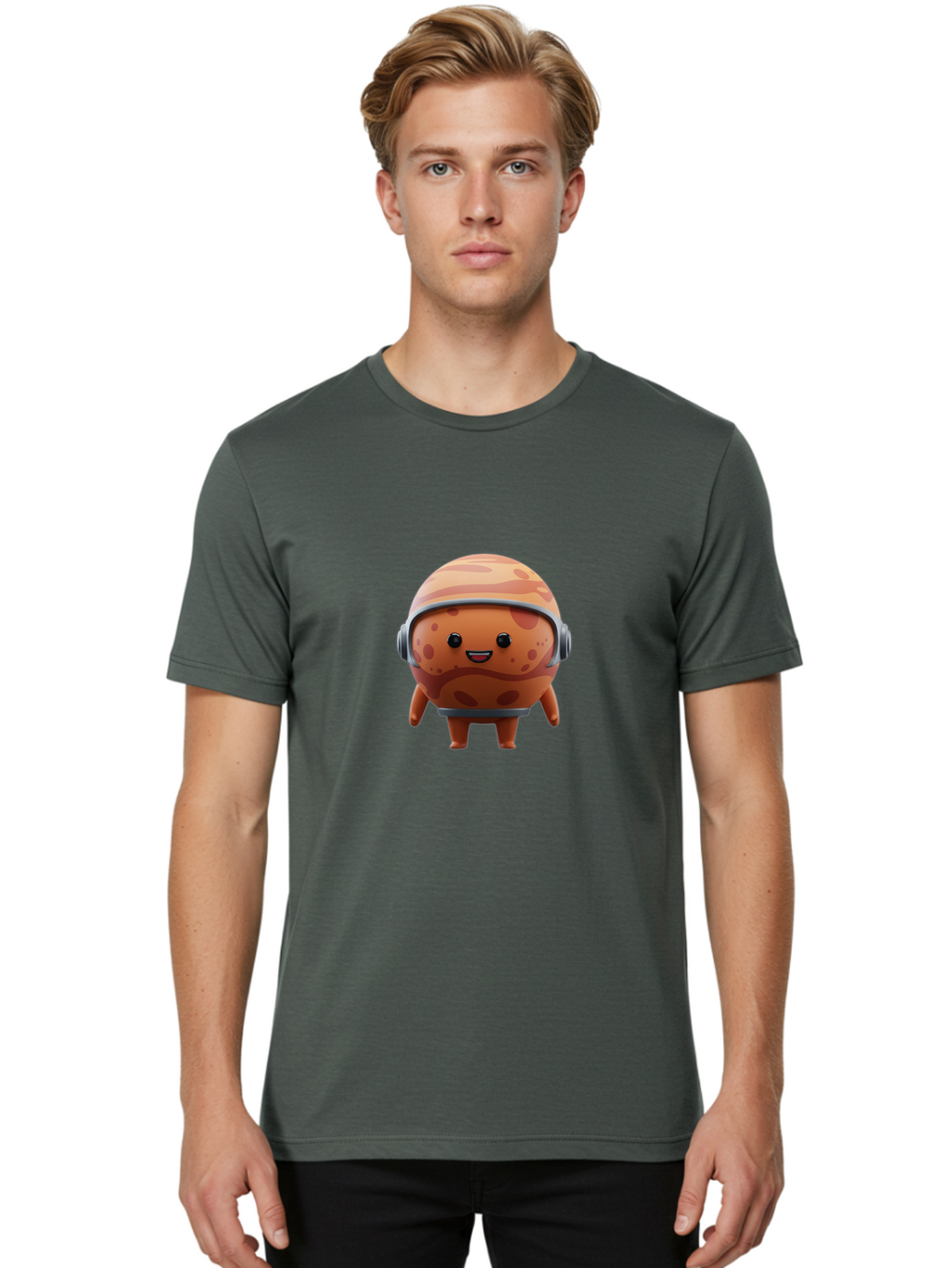Cookie-Astronaut Men'S Graphic Tee, 100% Cotton, Comfortable Casual Summer Wear, Machine Washable, Cookie Character, Astronaut Helmet, Cartoon Cookie, Space-Themed Cookie, Cookie With Headphones, Digital Illustration, Fun Design, Cookie Mascot Bac899