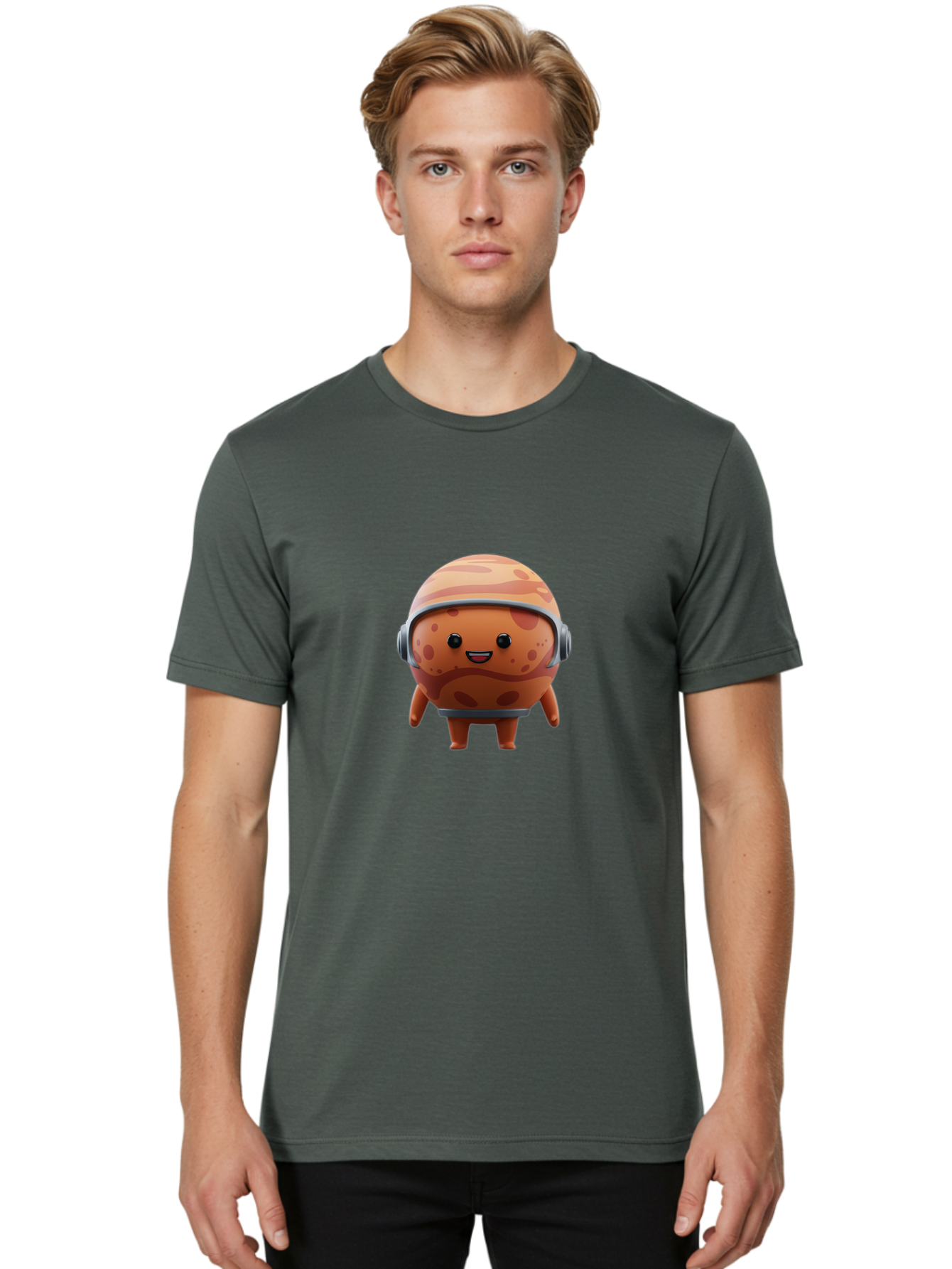Cookie-Astronaut Men'S Graphic Tee, 100% Cotton, Comfortable Casual Summer Wear, Machine Washable, Cookie Character, Astronaut Helmet, Cartoon Cookie, Space-Themed Cookie, Cookie With Headphones, Digital Illustration, Fun Design, Cookie Mascot Bac899