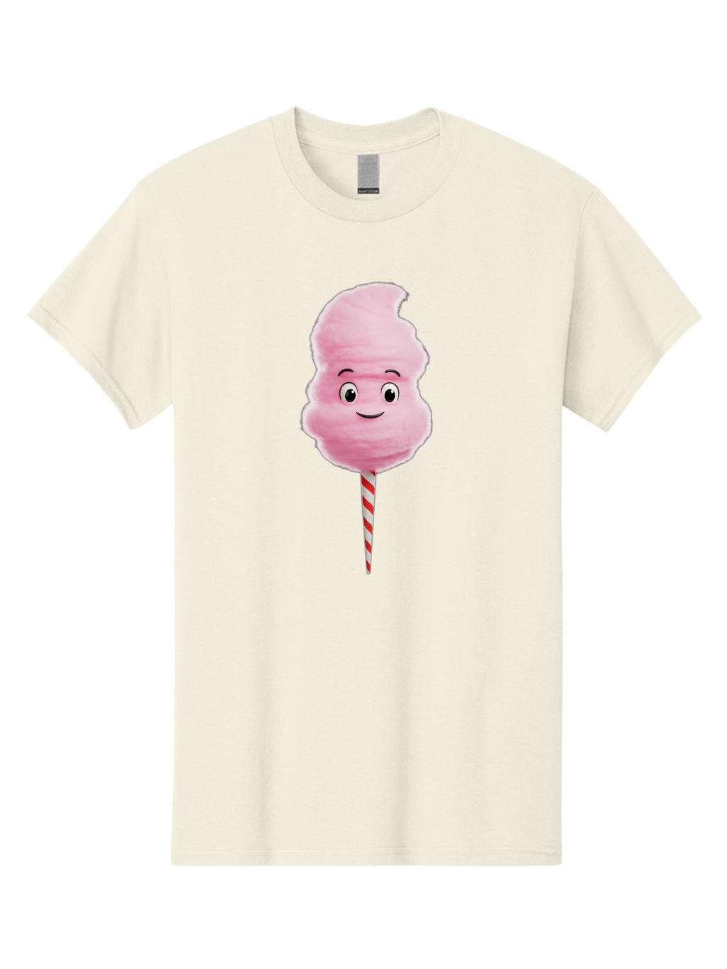 Cotton-Candy-11 Men'S Graphic Tee, 100% Cotton, Comfortable Casual Summer Wear, Machine Washable, Cotton Candy, Sweet Treats, Fluffy Pink Candy, Cartoon Character, Striped Stick, Cartoon Eyes, Smiley Face, Playful Illustration, Bac904