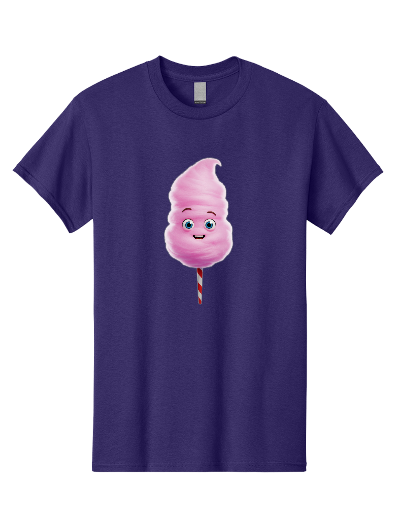 Cotton-Candy-3 Men'S Graphic Tee, 100% Cotton, Comfortable Casual Summer Wear, Machine Washable, Cotton Candy, Fluffy Treat, Cartoon Character, Sweet Delight, Blue Eyes, Cheerful Smile, Striped Stick, Carnival Snack, Party Dessert Bac911