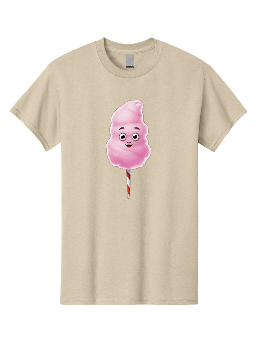 Cotton-Candy-7 Men'S Graphic Tee, 100% Cotton, Comfortable Casual Summer Wear, Machine Washable, Pink Cotton Candy, Cartoon Character, Smiling Face, Happy Eyes, Red And White Stick, Sweet Treat, Fluffy Texture, Cartoon Candy Bac915