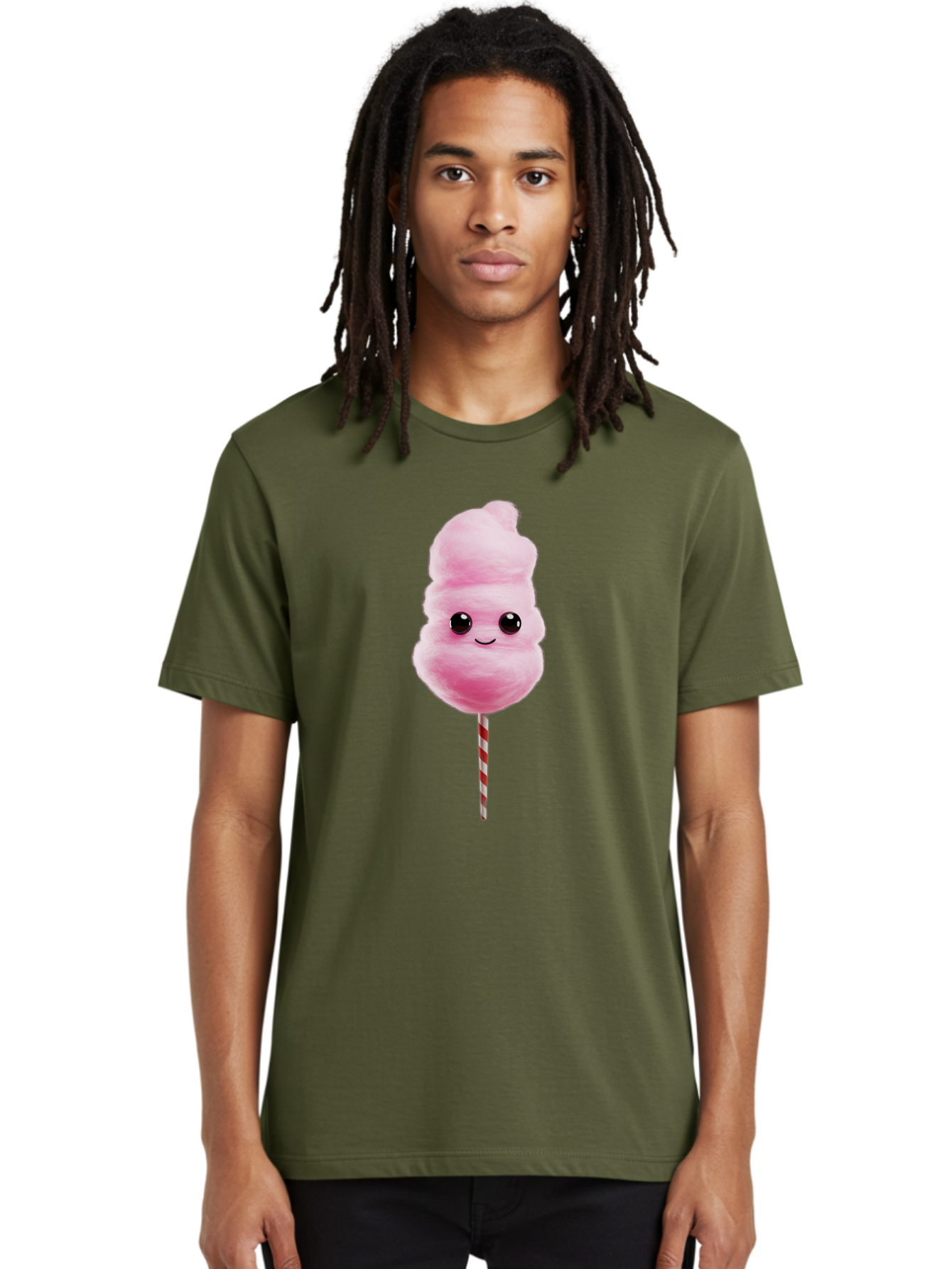 Cotton-Candy-8 Men'S Graphic Tee, 100% Cotton, Comfortable Casual Summer Wear, Machine Washable, Pink Cotton Candy, Cartoon Character, Smiling Face, Sweet Treat, Fluffy Texture, Carnival Delight, Fairground Fun, Children'S Party, Bac916