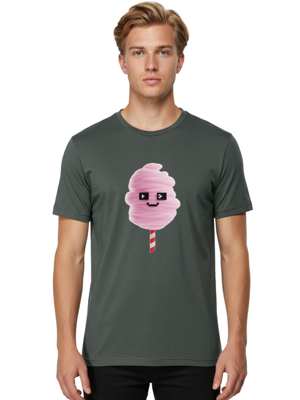 Cotton-Candy-9 Men'S Graphic Tee, 100% Cotton, Comfortable Casual Summer Wear, Machine Washable, Pink Cotton Candy, Sweet Treat, Funfair Snack, Carnival Delight, Sugary Pleasure, Happy Face, Cartoon Style Bac917