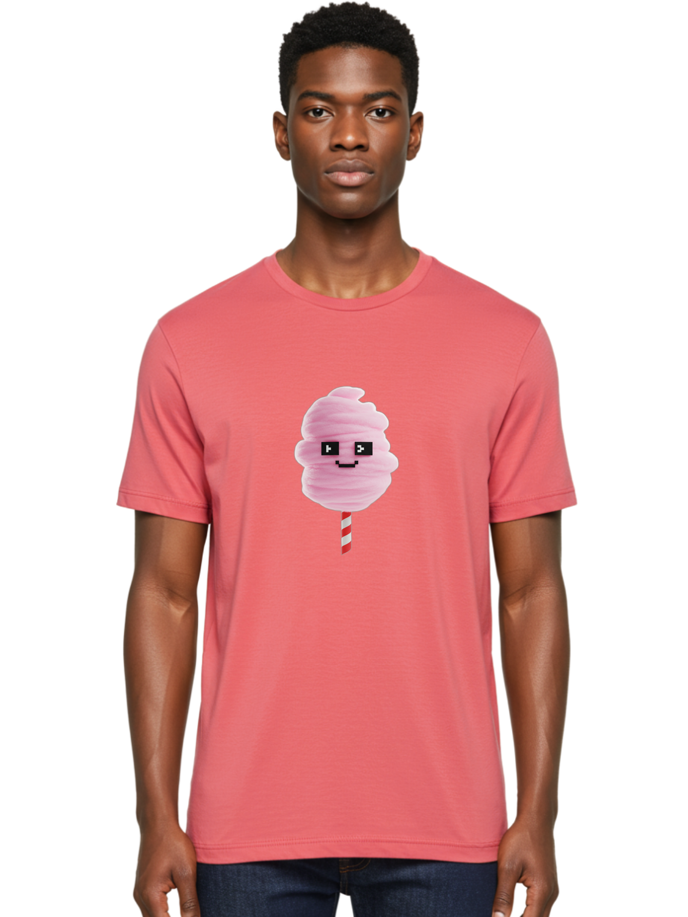 Cotton-Candy-9 Men'S Graphic Tee, 100% Cotton, Comfortable Casual Summer Wear, Machine Washable, Pink Cotton Candy, Sweet Treat, Funfair Snack, Carnival Delight, Sugary Pleasure, Happy Face, Cartoon Style Bac917