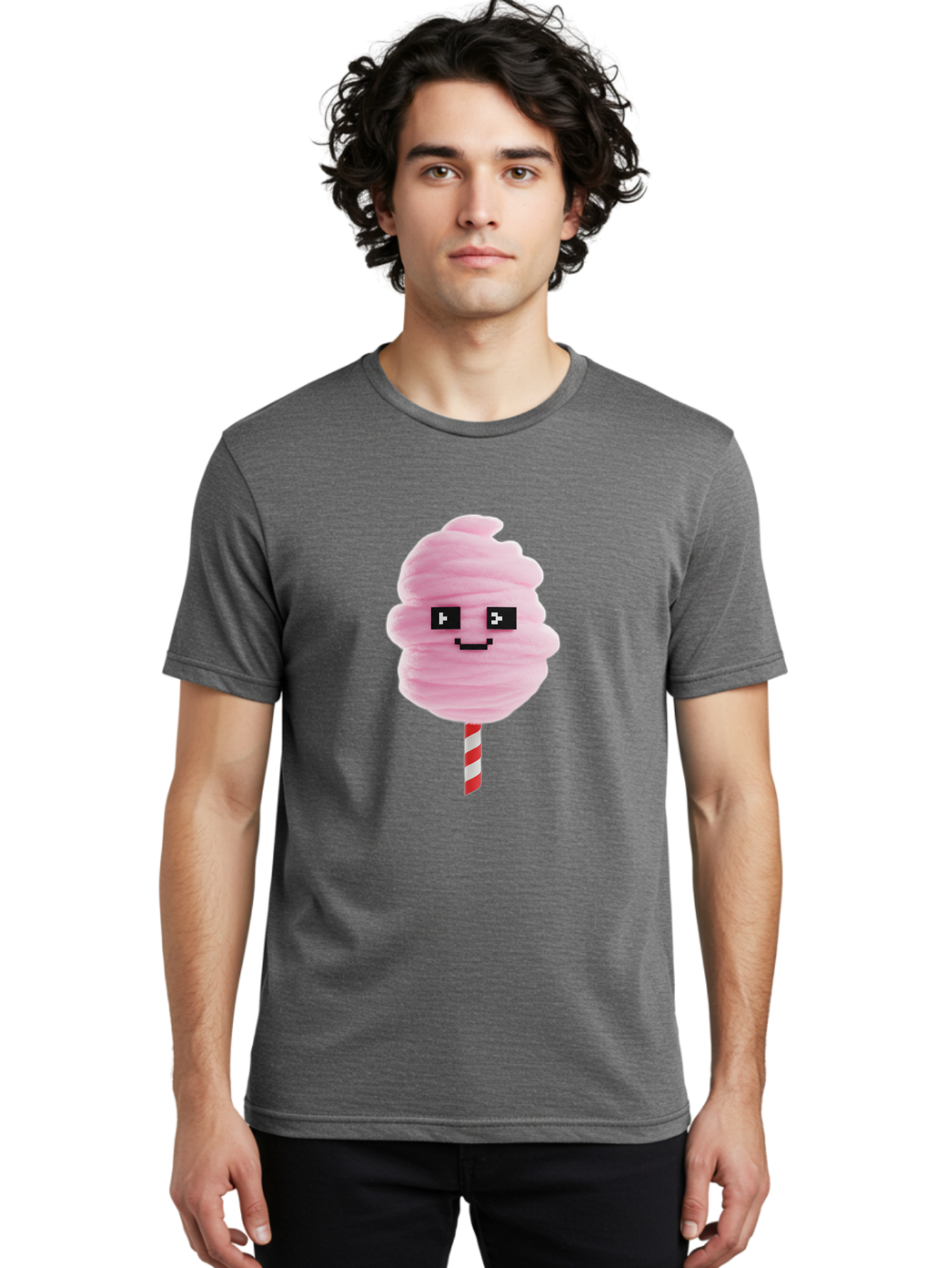 Cotton-Candy-9 Men'S Graphic Tee, 100% Cotton, Comfortable Casual Summer Wear, Machine Washable, Pink Cotton Candy, Sweet Treat, Funfair Snack, Carnival Delight, Sugary Pleasure, Happy Face, Cartoon Style Bac917