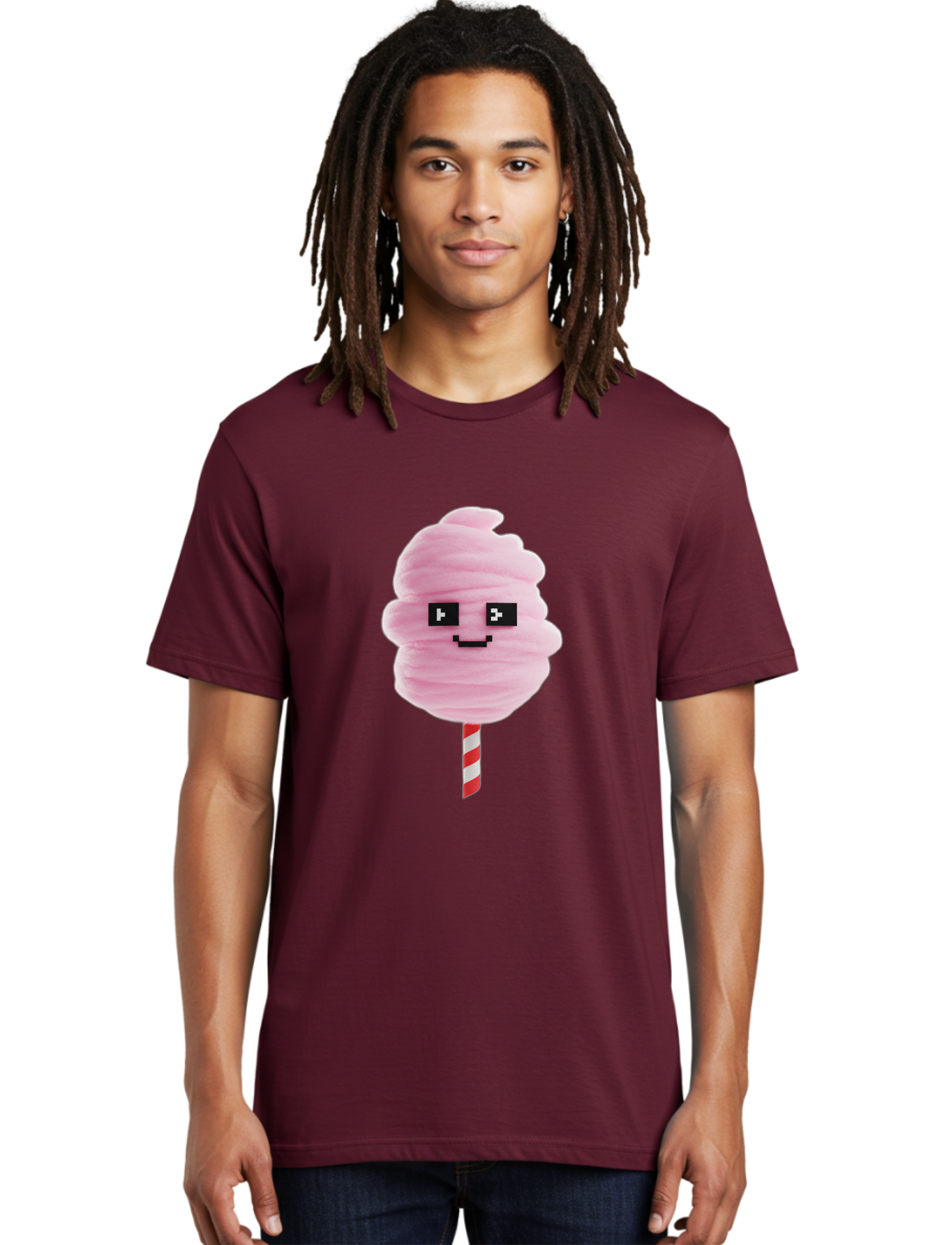 Cotton-Candy-9 Men'S Graphic Tee, 100% Cotton, Comfortable Casual Summer Wear, Machine Washable, Pink Cotton Candy, Sweet Treat, Funfair Snack, Carnival Delight, Sugary Pleasure, Happy Face, Cartoon Style Bac917