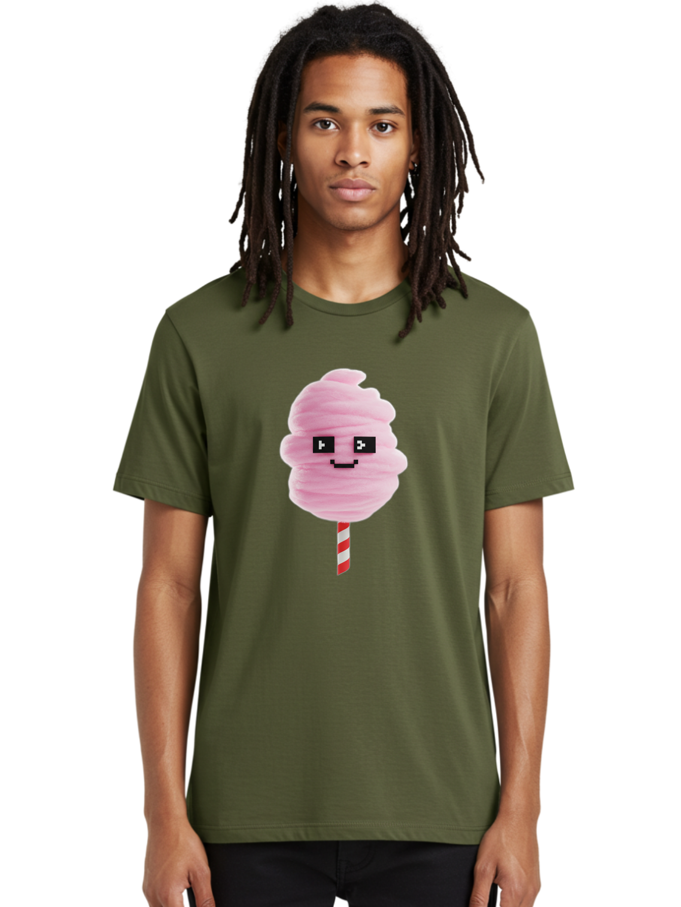 Cotton-Candy-9 Men'S Graphic Tee, 100% Cotton, Comfortable Casual Summer Wear, Machine Washable, Pink Cotton Candy, Sweet Treat, Funfair Snack, Carnival Delight, Sugary Pleasure, Happy Face, Cartoon Style Bac917