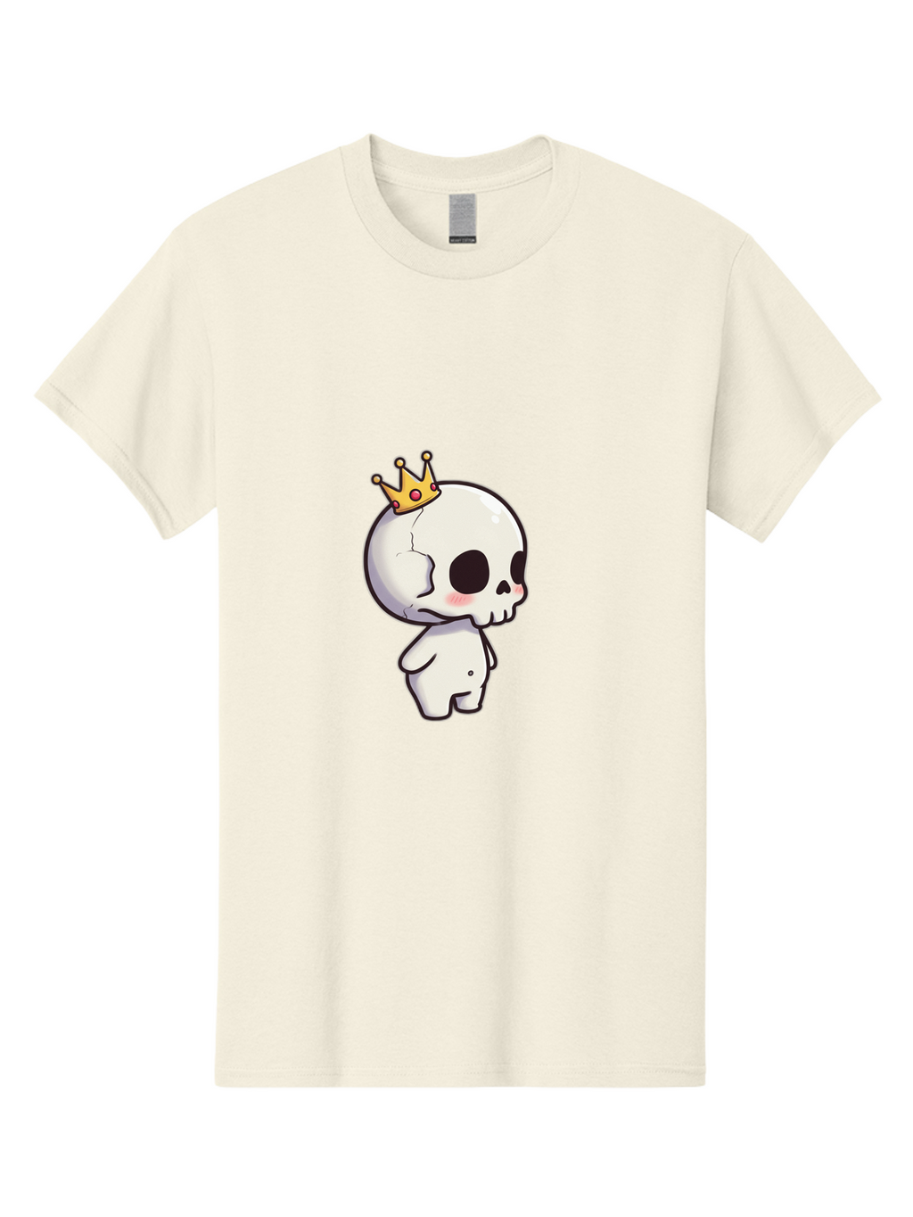 Cracked-Skull-With-Crown Men'S Graphic Tee, 100% Cotton, Comfortable Casual Summer Wear, Machine Washable, Cartoon Skull With Crown, Cute Skull, Kawaii Art, Skull Character, Crowned Character, Anime Style, Digital Illustration, Quirky Design, Bac927