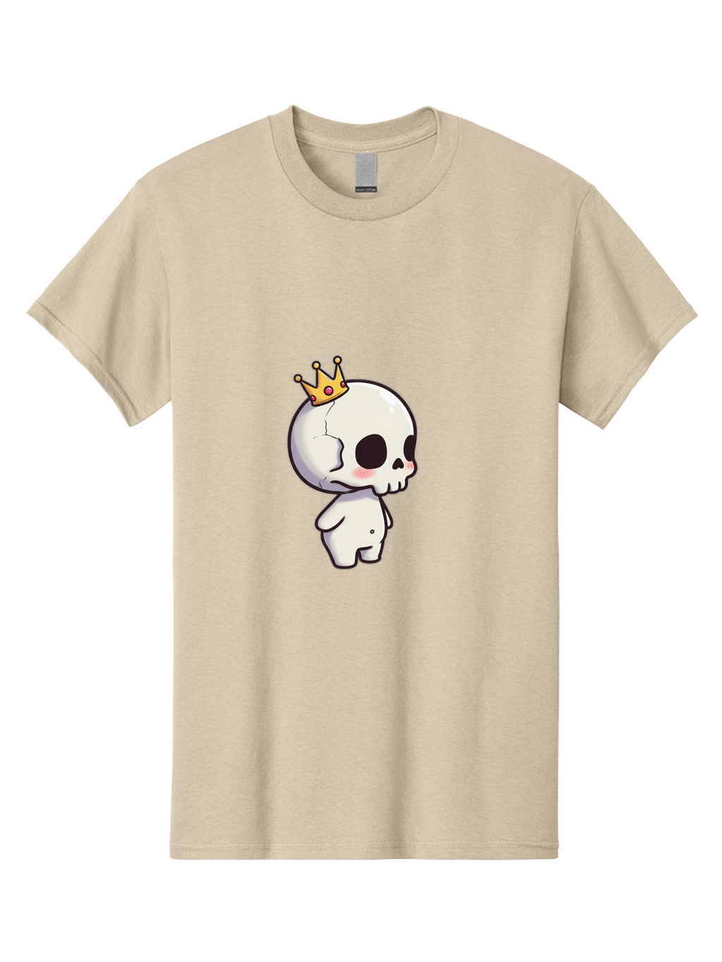 Cracked-Skull-With-Crown Men'S Graphic Tee, 100% Cotton, Comfortable Casual Summer Wear, Machine Washable, Cartoon Skull With Crown, Cute Skull, Kawaii Art, Skull Character, Crowned Character, Anime Style, Digital Illustration, Quirky Design, Bac927