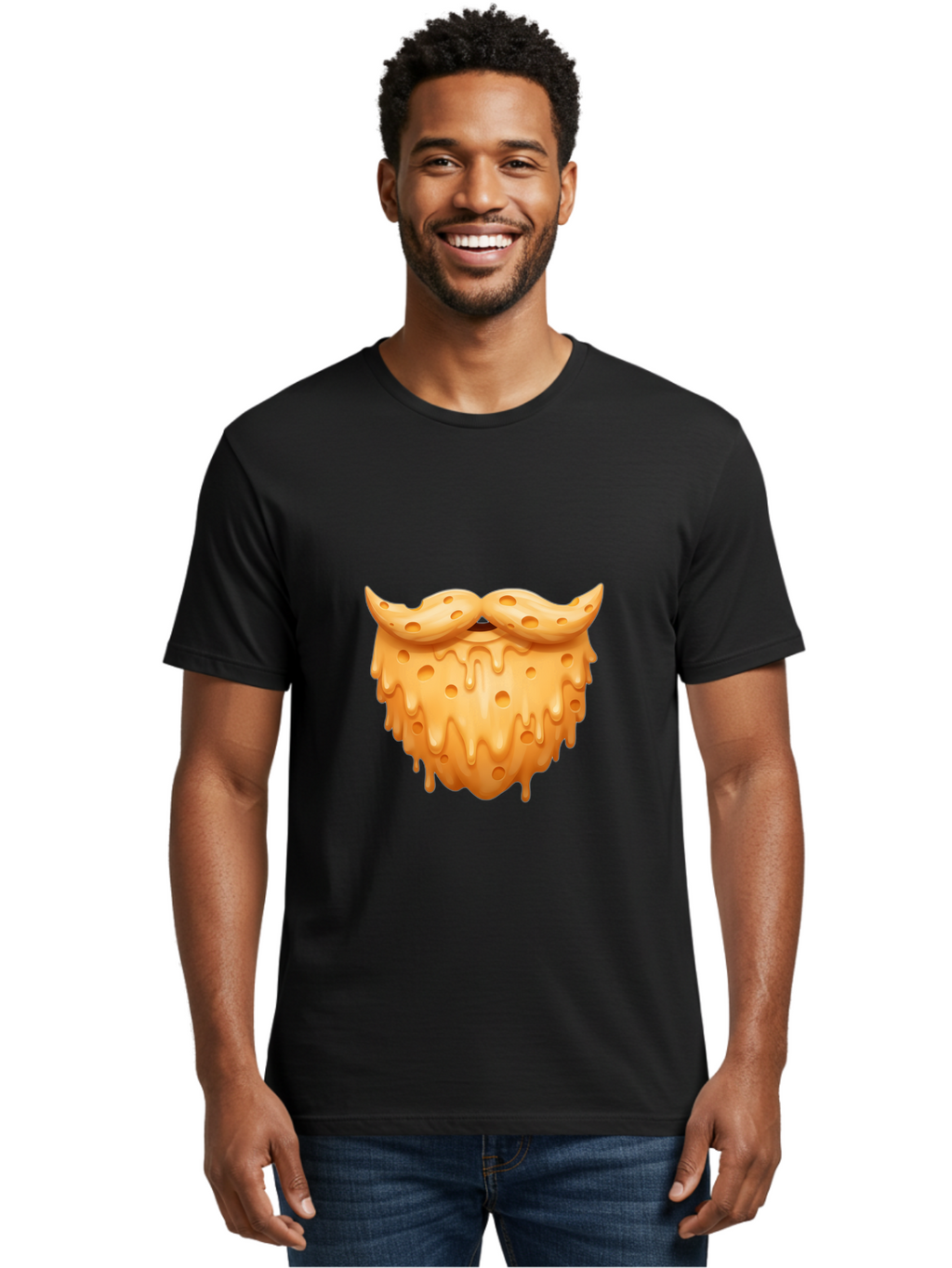 Croissant-With-Mustache Men'S Graphic Tee, 100% Cotton, Comfortable Casual Summer Wear, Machine Washable, Doughnut With Mustache, Sweet Treats, Baked Goods, Quirky Humor, Funny Faces, Dessert Lovers, Creative Food Art, Playful Graphics Bac936