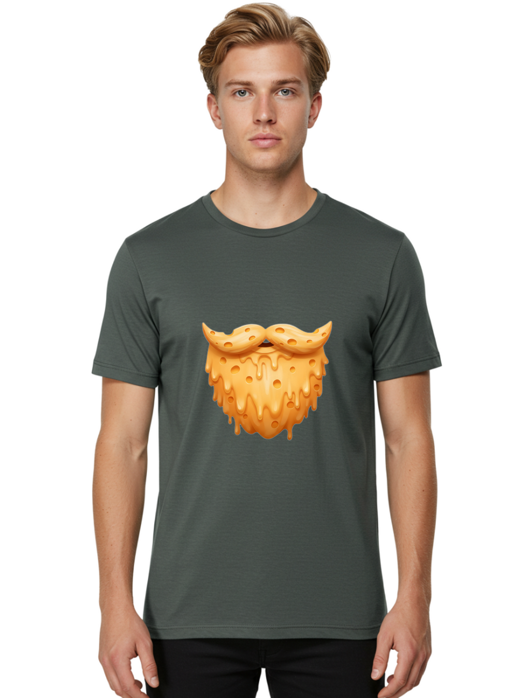 Croissant-With-Mustache Men'S Graphic Tee, 100% Cotton, Comfortable Casual Summer Wear, Machine Washable, Doughnut With Mustache, Sweet Treats, Baked Goods, Quirky Humor, Funny Faces, Dessert Lovers, Creative Food Art, Playful Graphics Bac936