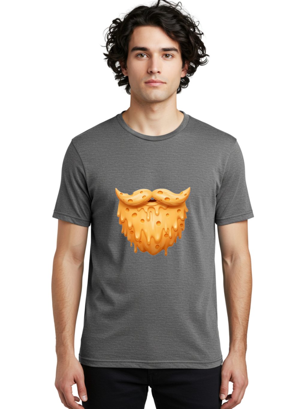 Croissant-With-Mustache Men'S Graphic Tee, 100% Cotton, Comfortable Casual Summer Wear, Machine Washable, Doughnut With Mustache, Sweet Treats, Baked Goods, Quirky Humor, Funny Faces, Dessert Lovers, Creative Food Art, Playful Graphics Bac936