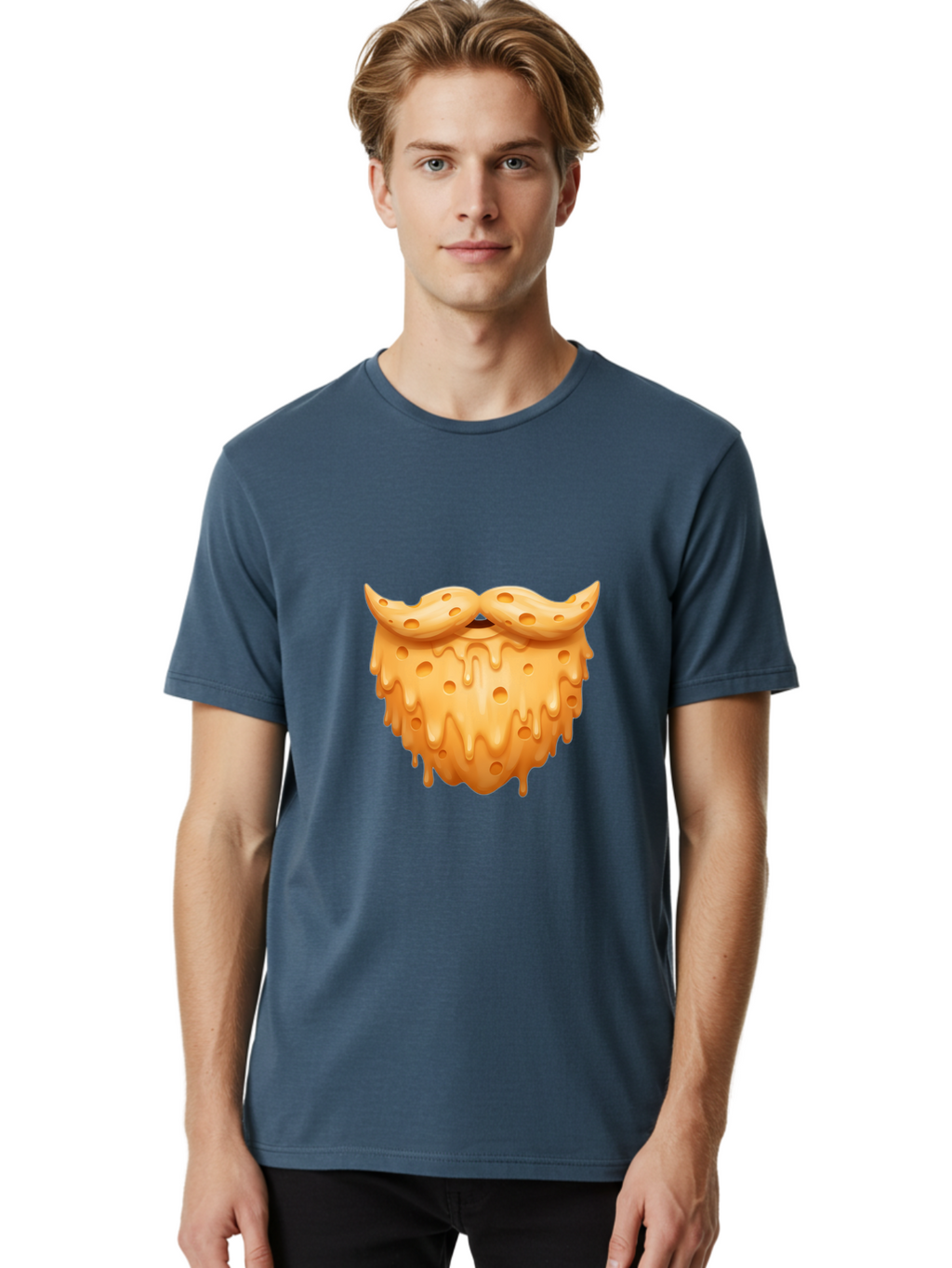 Croissant-With-Mustache Men'S Graphic Tee, 100% Cotton, Comfortable Casual Summer Wear, Machine Washable, Doughnut With Mustache, Sweet Treats, Baked Goods, Quirky Humor, Funny Faces, Dessert Lovers, Creative Food Art, Playful Graphics Bac936