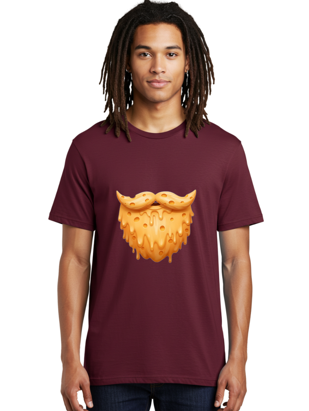 Croissant-With-Mustache Men'S Graphic Tee, 100% Cotton, Comfortable Casual Summer Wear, Machine Washable, Doughnut With Mustache, Sweet Treats, Baked Goods, Quirky Humor, Funny Faces, Dessert Lovers, Creative Food Art, Playful Graphics Bac936