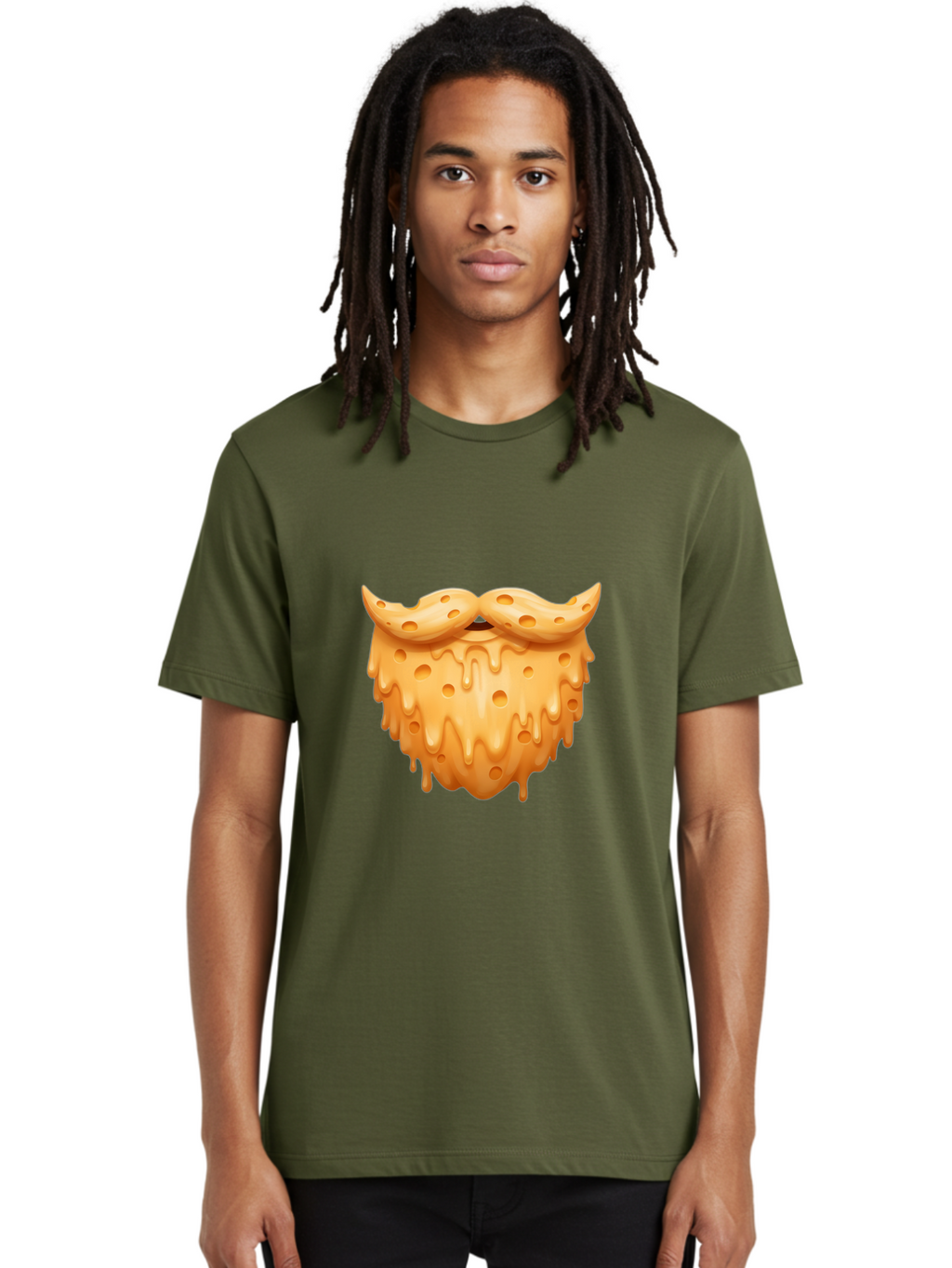 Croissant-With-Mustache Men'S Graphic Tee, 100% Cotton, Comfortable Casual Summer Wear, Machine Washable, Doughnut With Mustache, Sweet Treats, Baked Goods, Quirky Humor, Funny Faces, Dessert Lovers, Creative Food Art, Playful Graphics Bac936