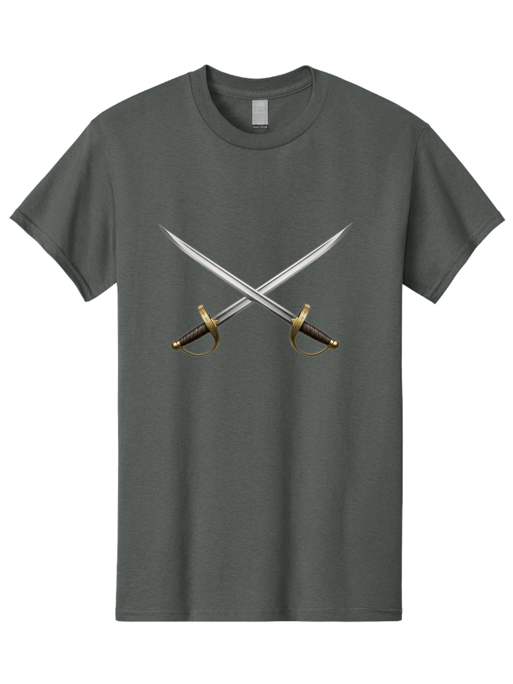 Crossed-Swords-3 Men'S Graphic Tee, 100% Cotton, Comfortable Casual Summer Wear, Machine Washable, Crossed Swords, Dueling Swords, Medieval Swords, Sharp Blades, Black Handles, Gold Accents, Symbolic Imagery, Martial Arts, Historical Combat Bac943
