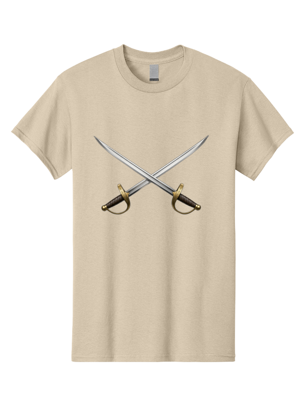 Crossed-Swords-3 Men'S Graphic Tee, 100% Cotton, Comfortable Casual Summer Wear, Machine Washable, Crossed Swords, Dueling Swords, Medieval Swords, Sharp Blades, Black Handles, Gold Accents, Symbolic Imagery, Martial Arts, Historical Combat Bac943